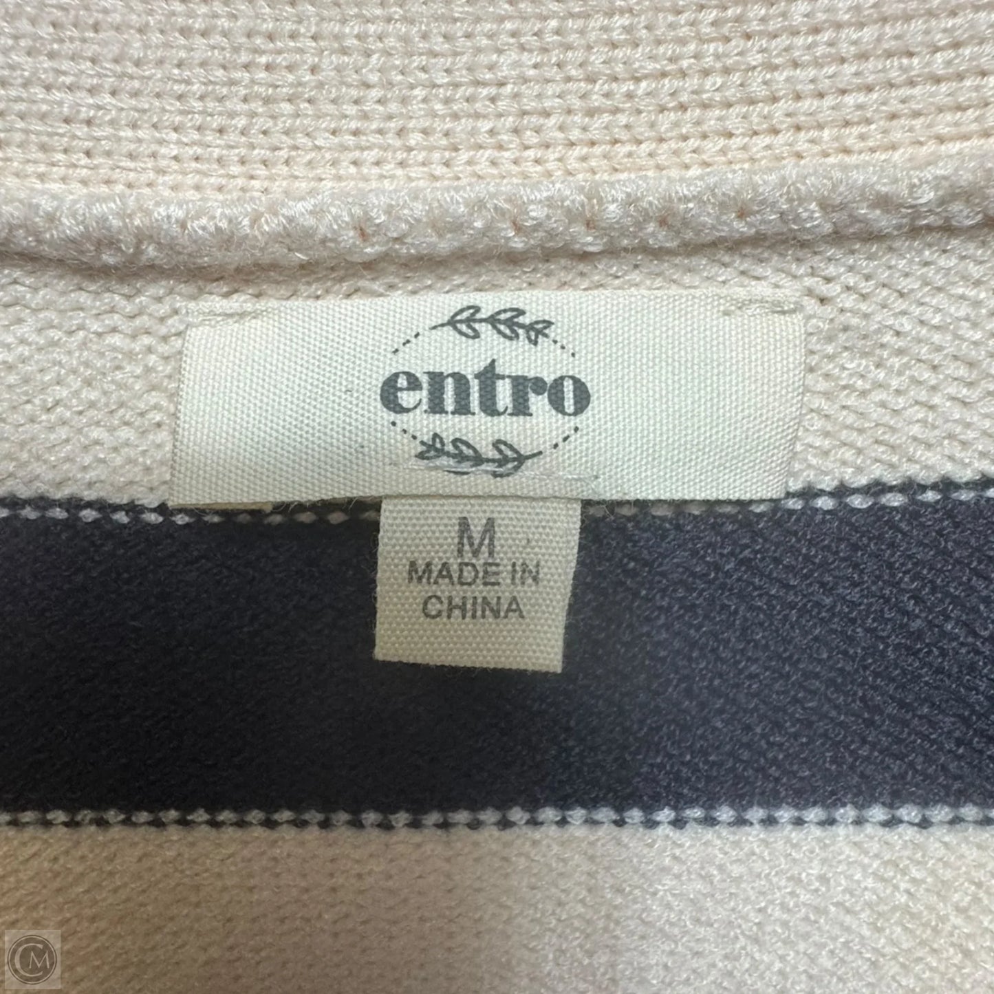 Sweater Cardigan By Entro In Striped Pattern, Size: M