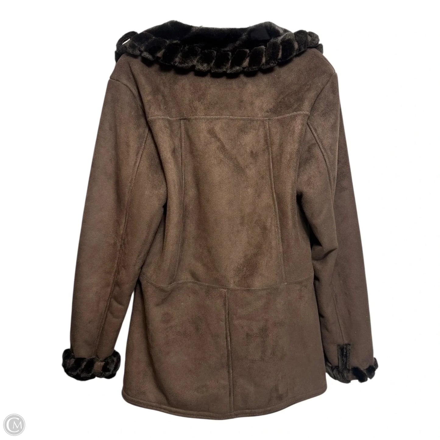 Faux Suede & Fur Coat By Jones New York In Brown, Size: S