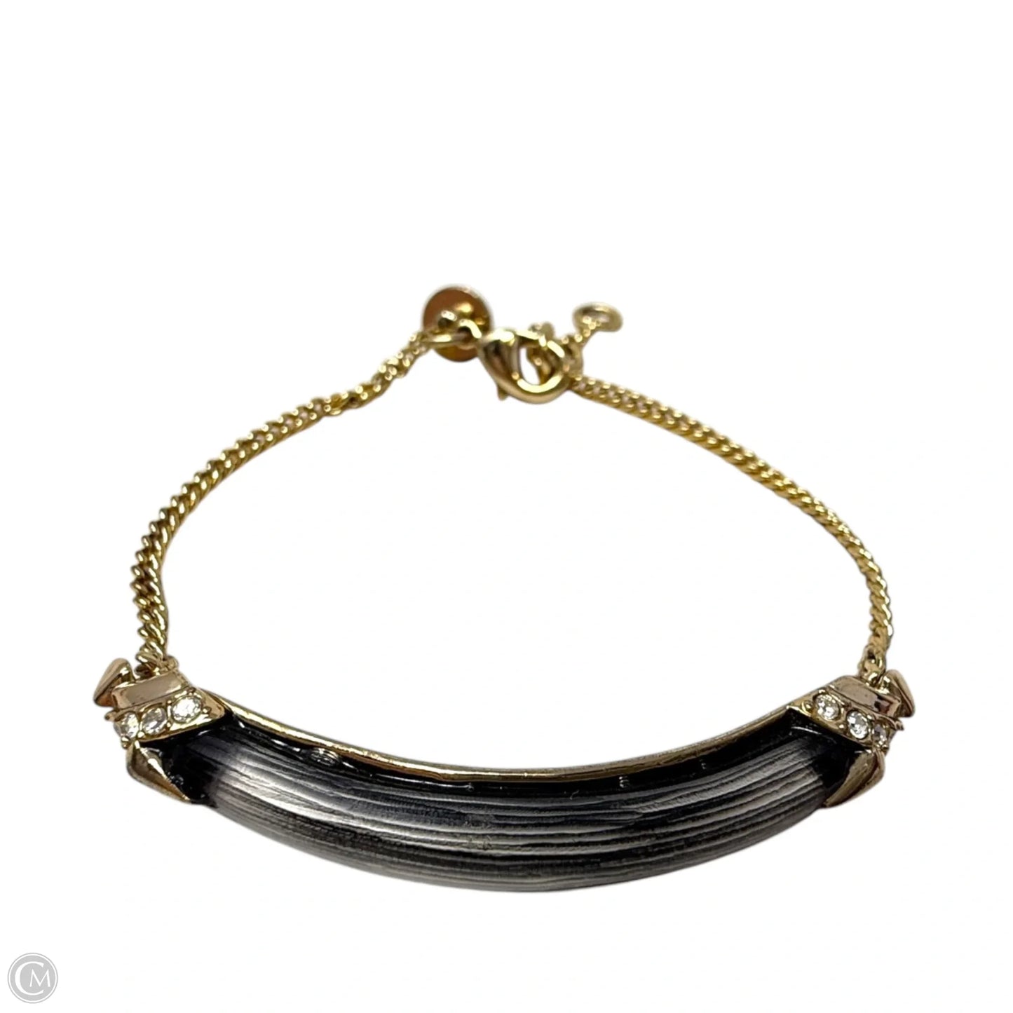 Gold Capped Lucite & Crystal Crescent Bracelet By Alexis Bittar