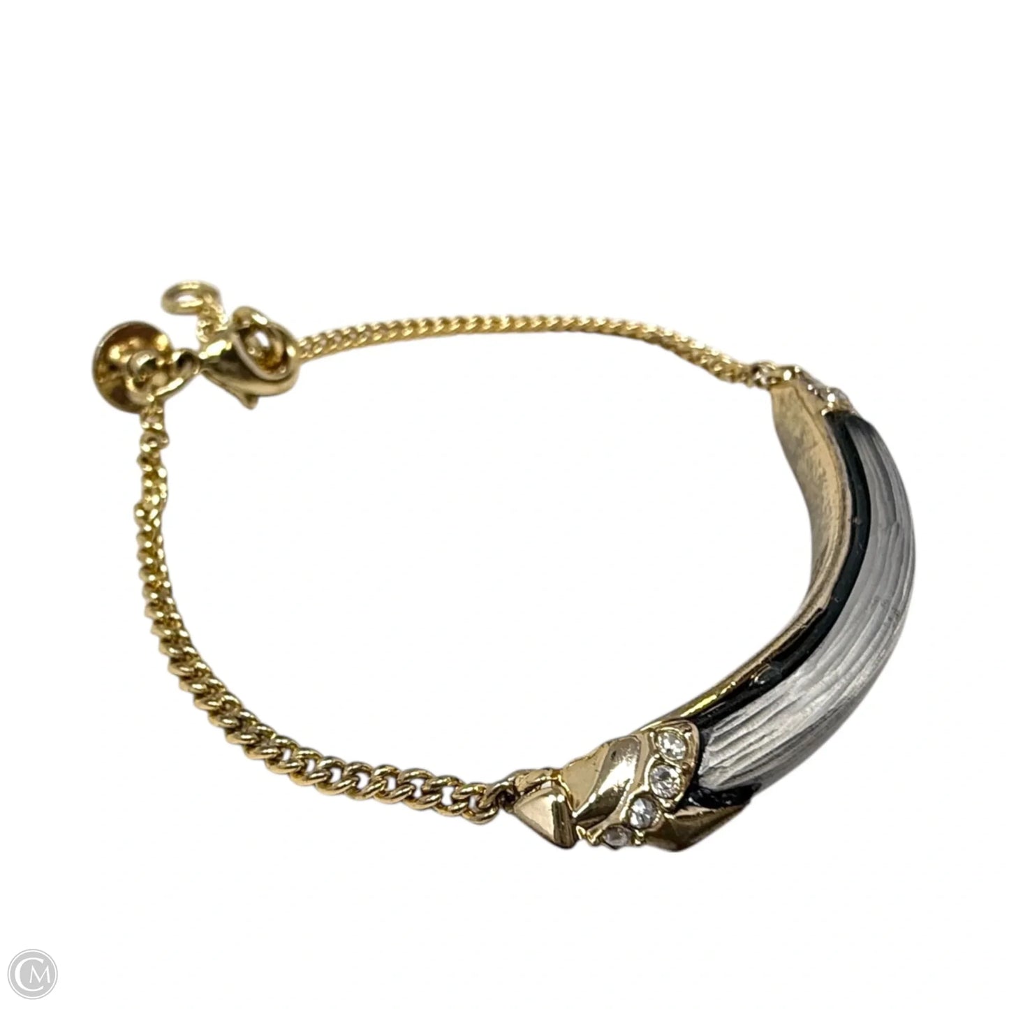 Gold Capped Lucite & Crystal Crescent Bracelet By Alexis Bittar