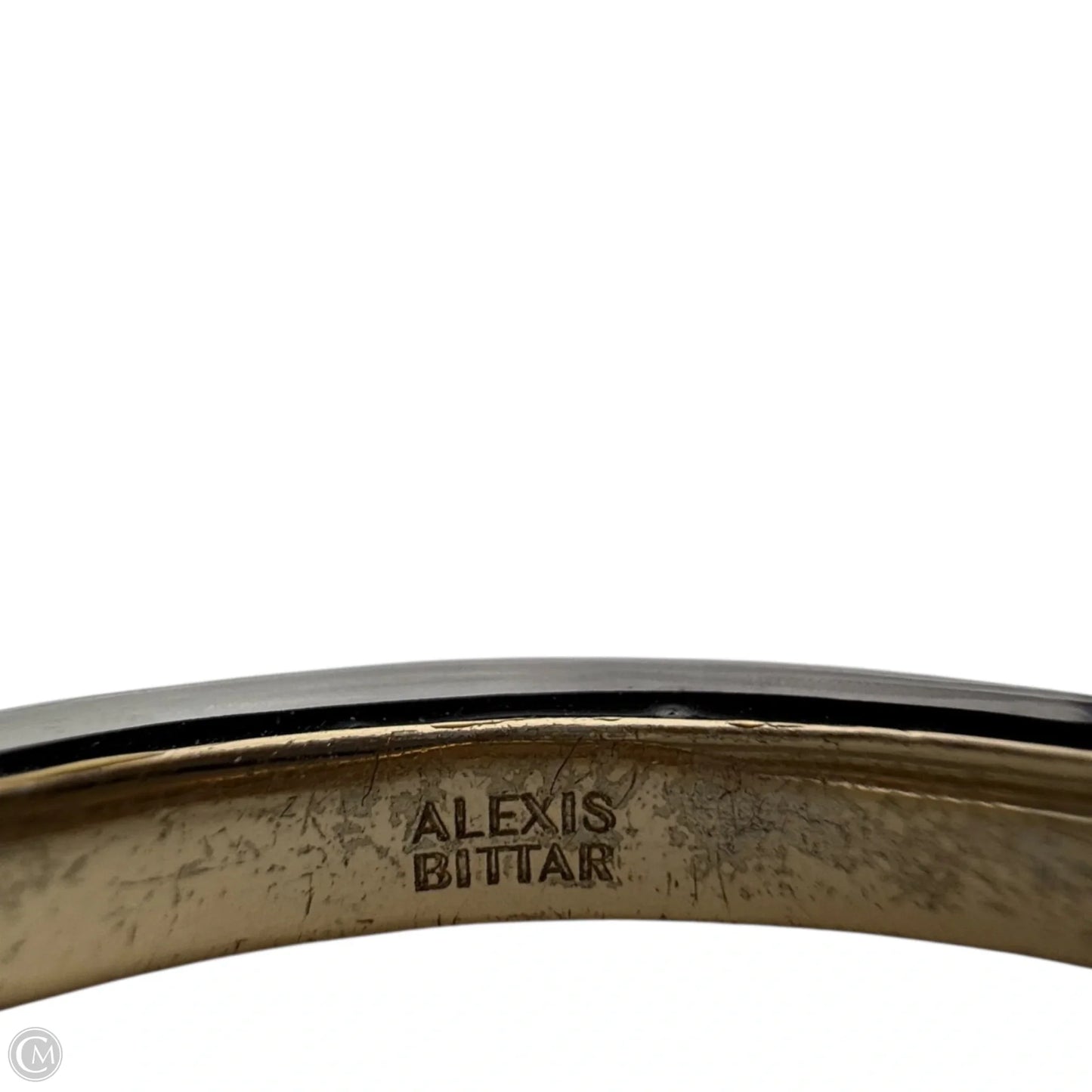 Gold Capped Lucite & Crystal Crescent Bracelet By Alexis Bittar