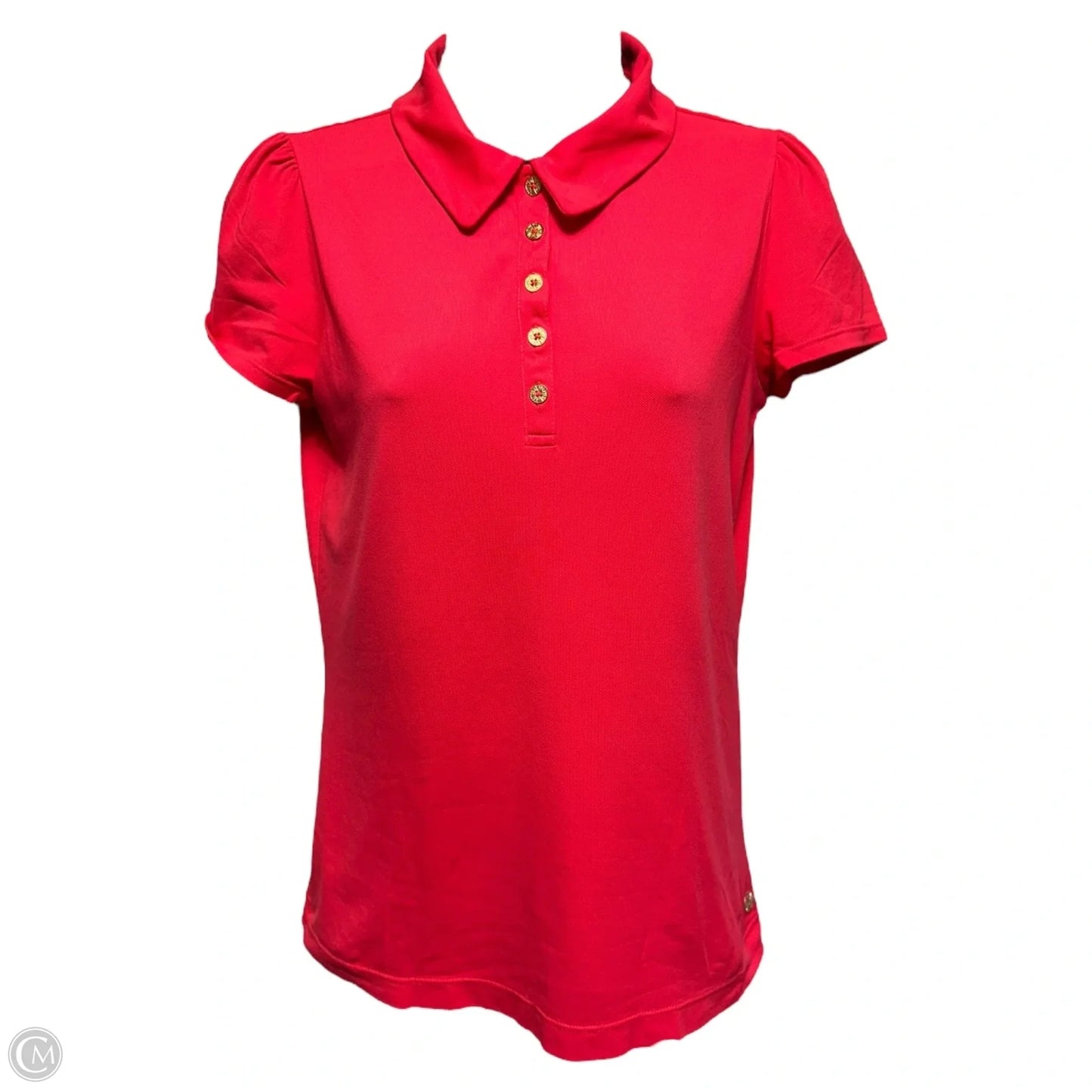 Freda Puff Sleeve Polo Designer By Lilly Pulitzer In Ruby Red, Size: S