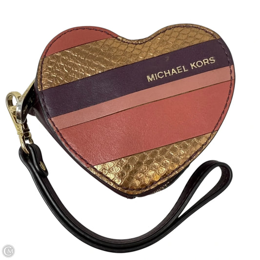 Leather Heart Coin Purse Designer By Michael Kors, Size: Small