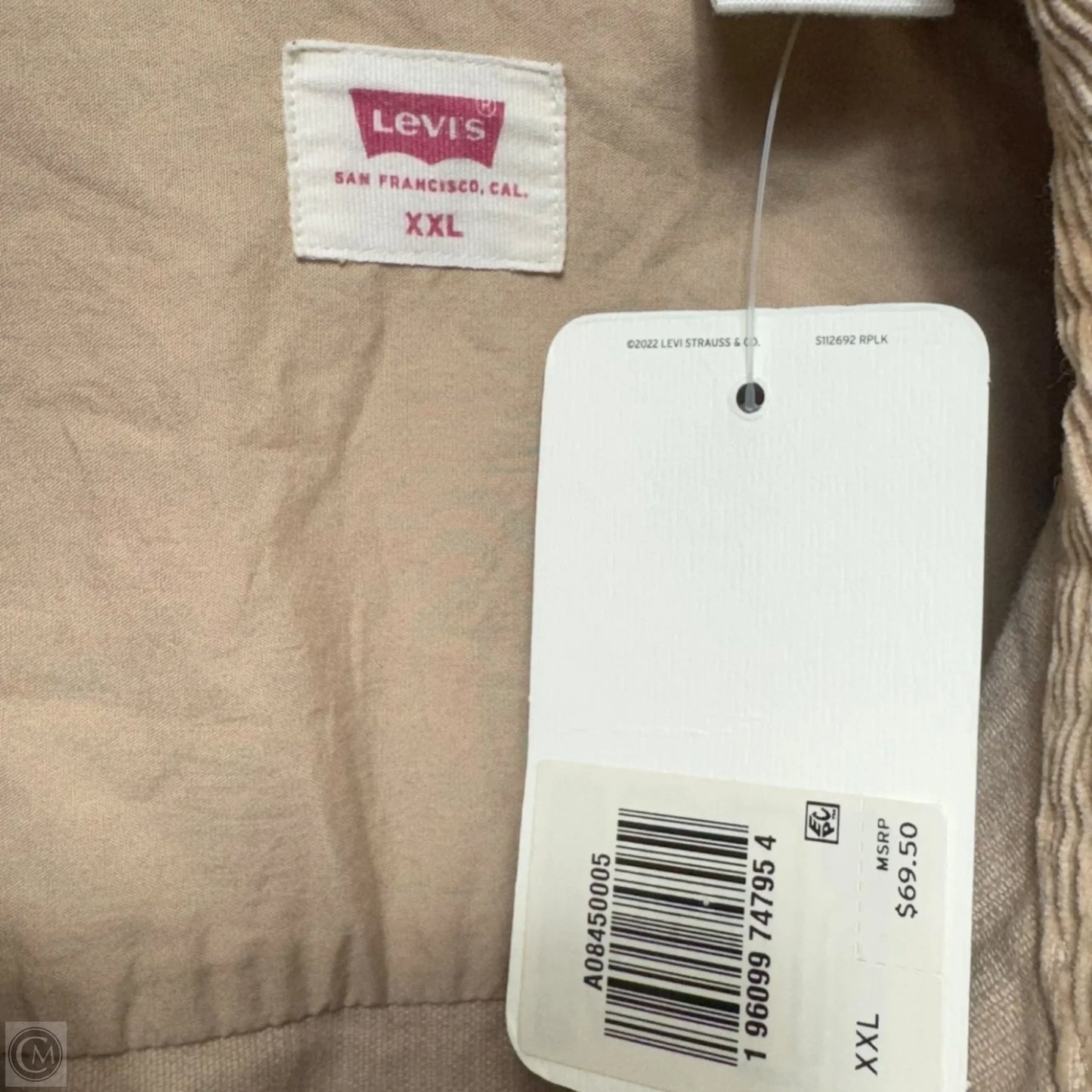 Corduroy Top Long Sleeve By Levis In Tan, Size: XXL