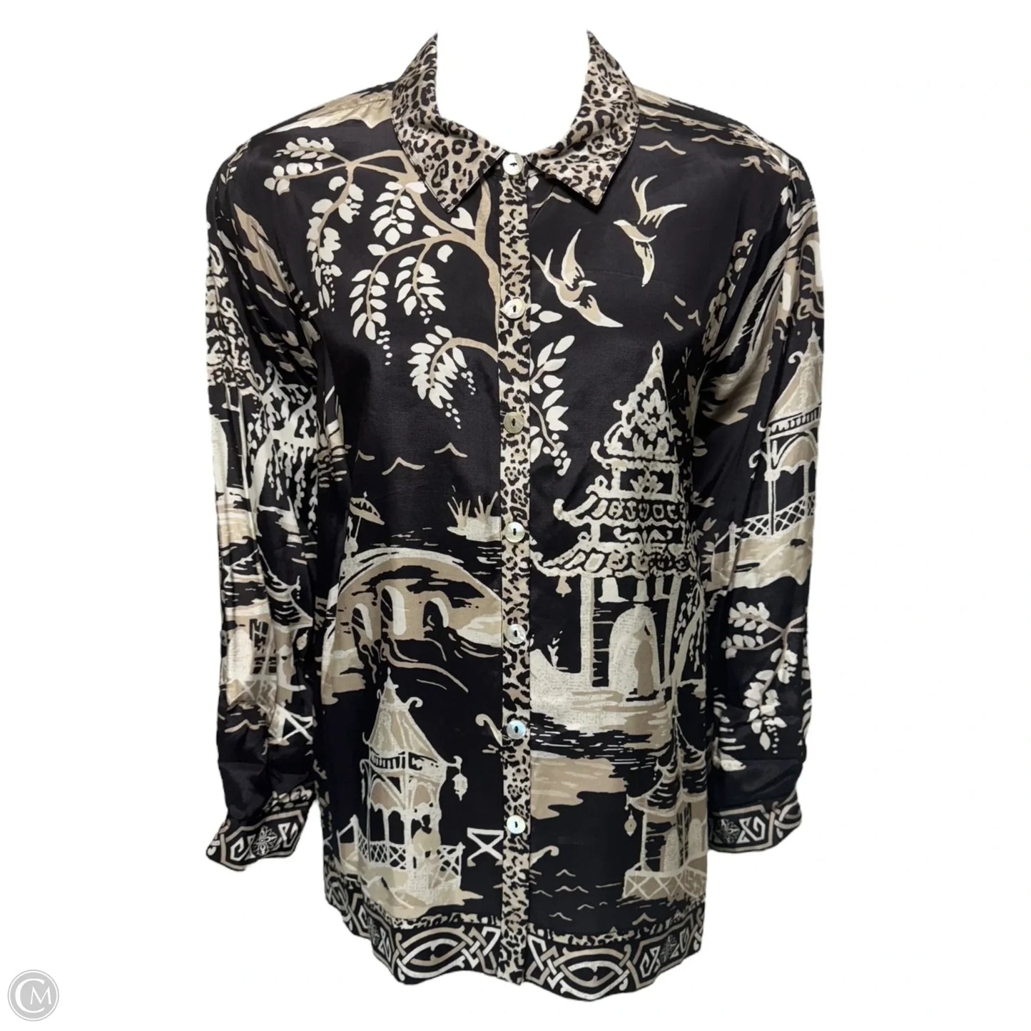 Top Long Sleeve By John Mark In Black & Tan, Size: 2x