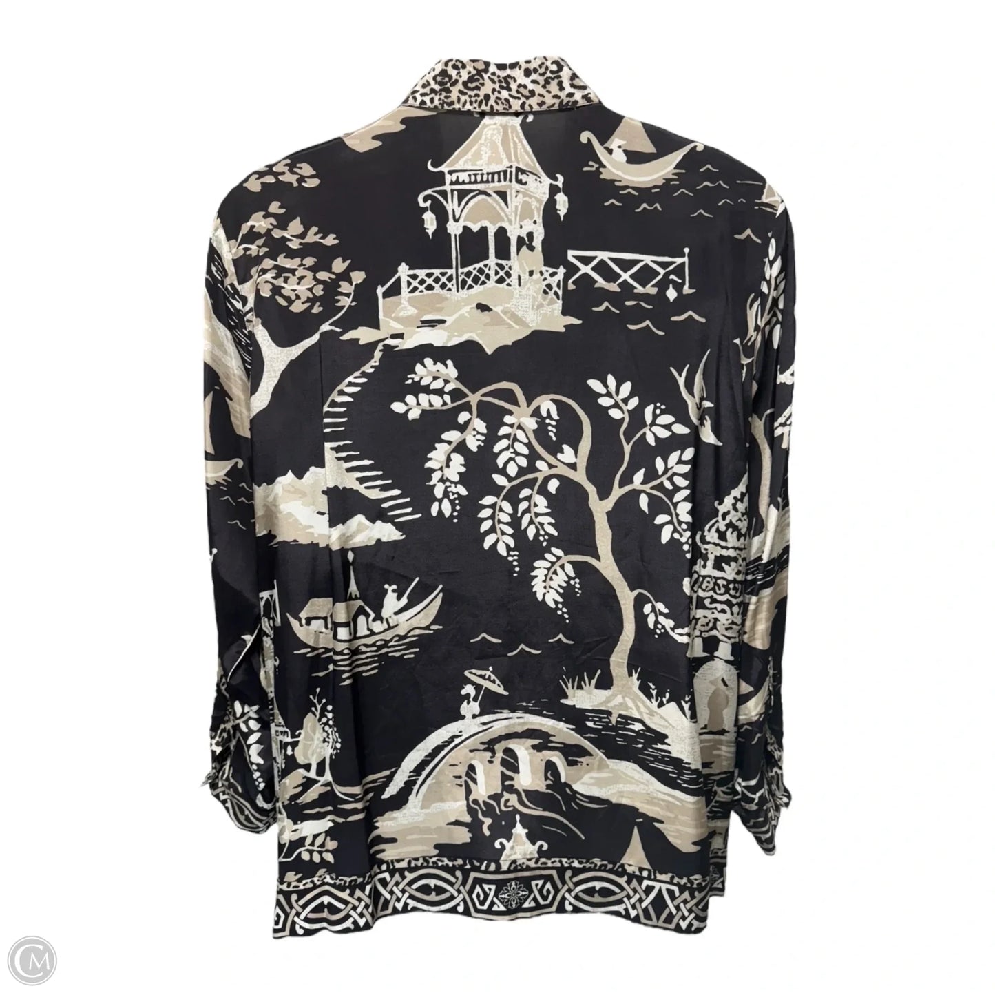 Top Long Sleeve By John Mark In Black & Tan, Size: 2x
