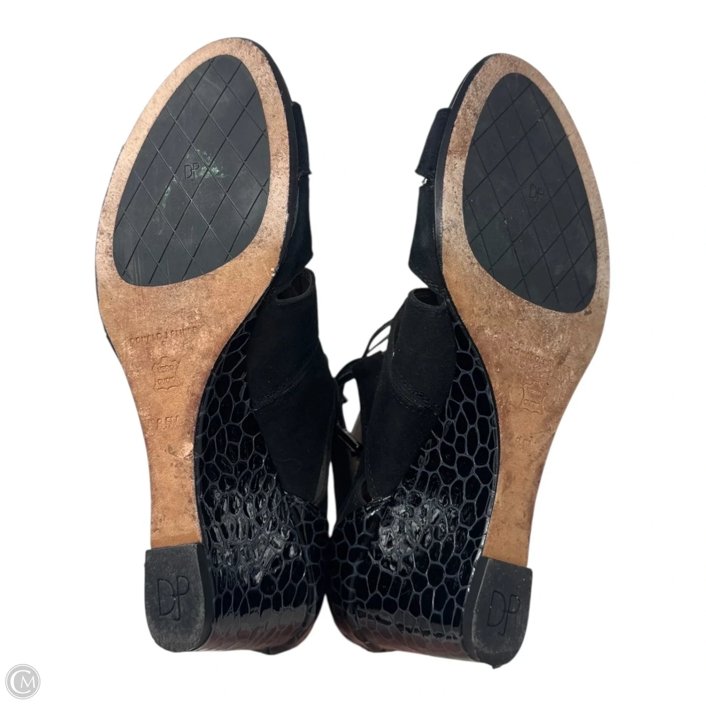 Jeisa Tie Up Wedge Boots Ankle Heels By Donald Pliner In Black, Size: 8.5