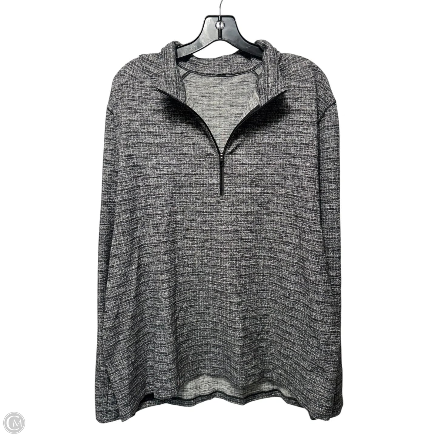Athletic Top Long Sleeve Collar By Lululemon In Black & Grey, Size: Xxl