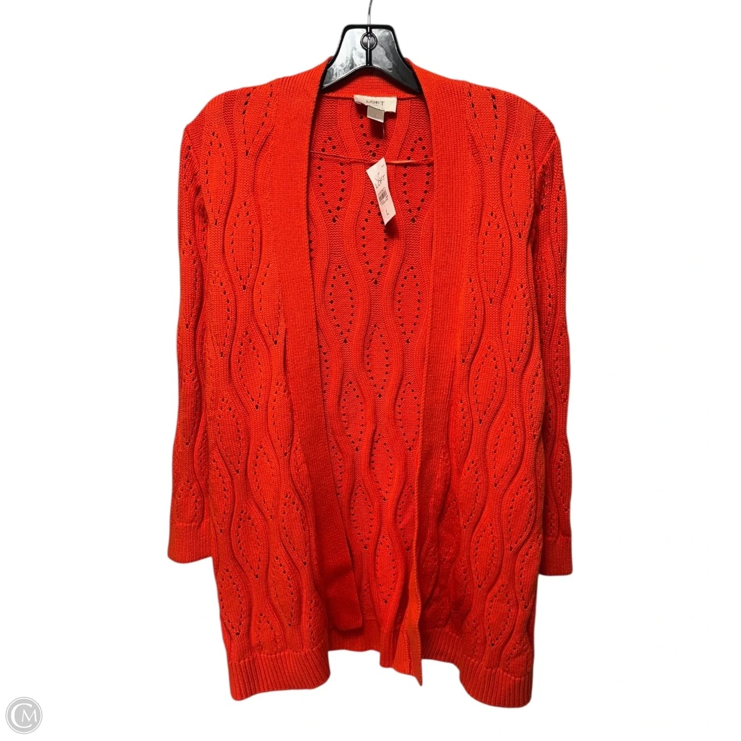 Sweater Cardigan By Loft In Orange, Size: L