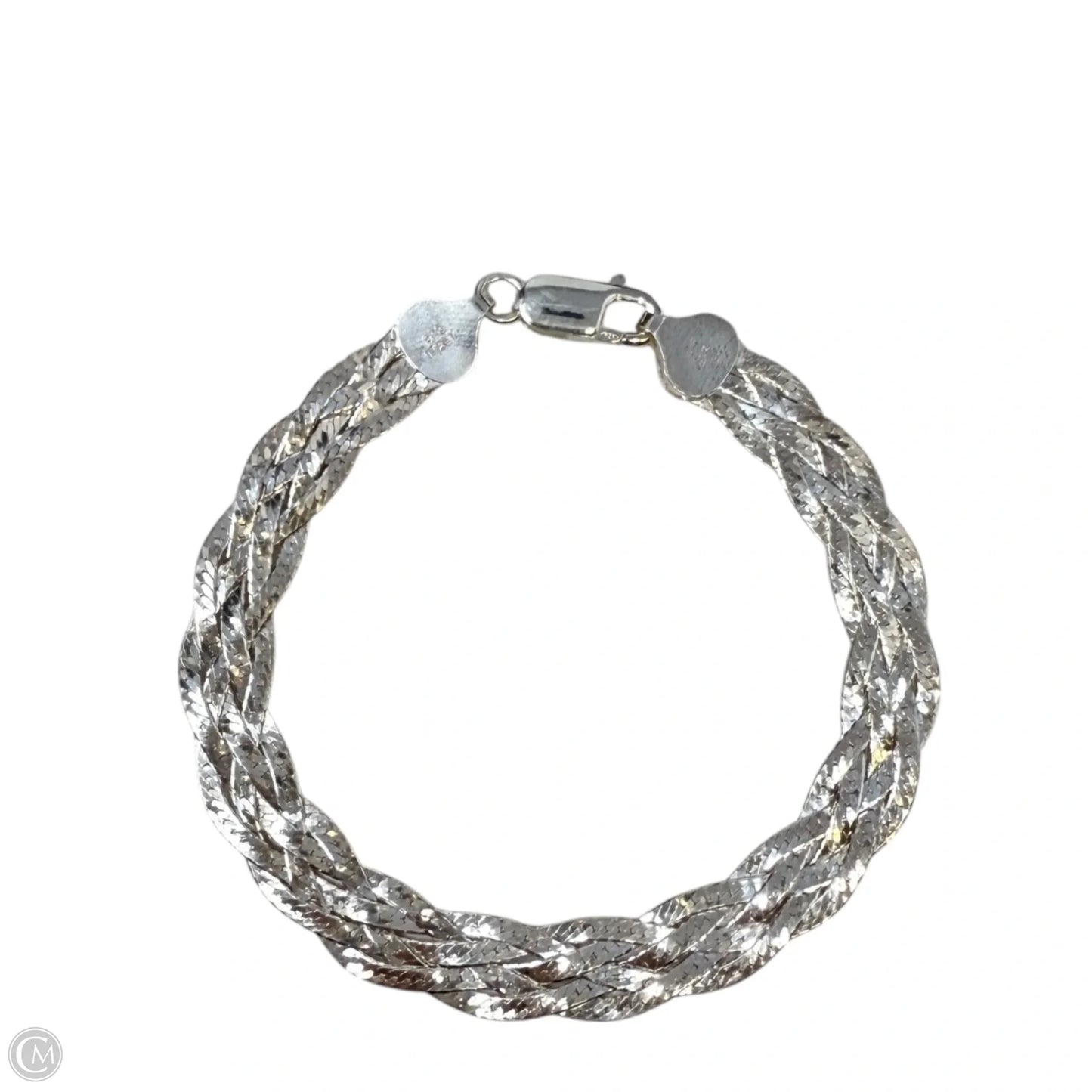 Italian Sterling Silver Braided Triple Herringbone Chain Bracelet