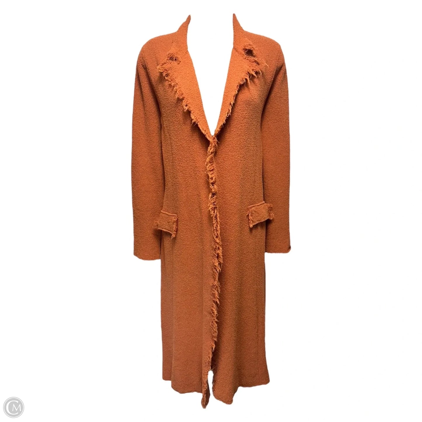 Fringe Trim Cardigan Sweater Duster By Roberto Collina In Orange, Size: S