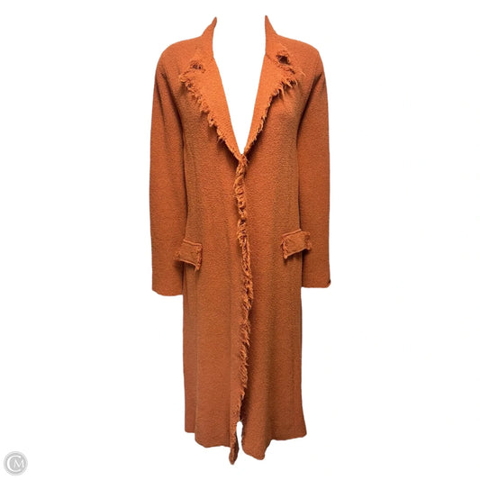 Fringe Trim Cardigan Sweater Duster By Roberto Collina In Orange, Size: S