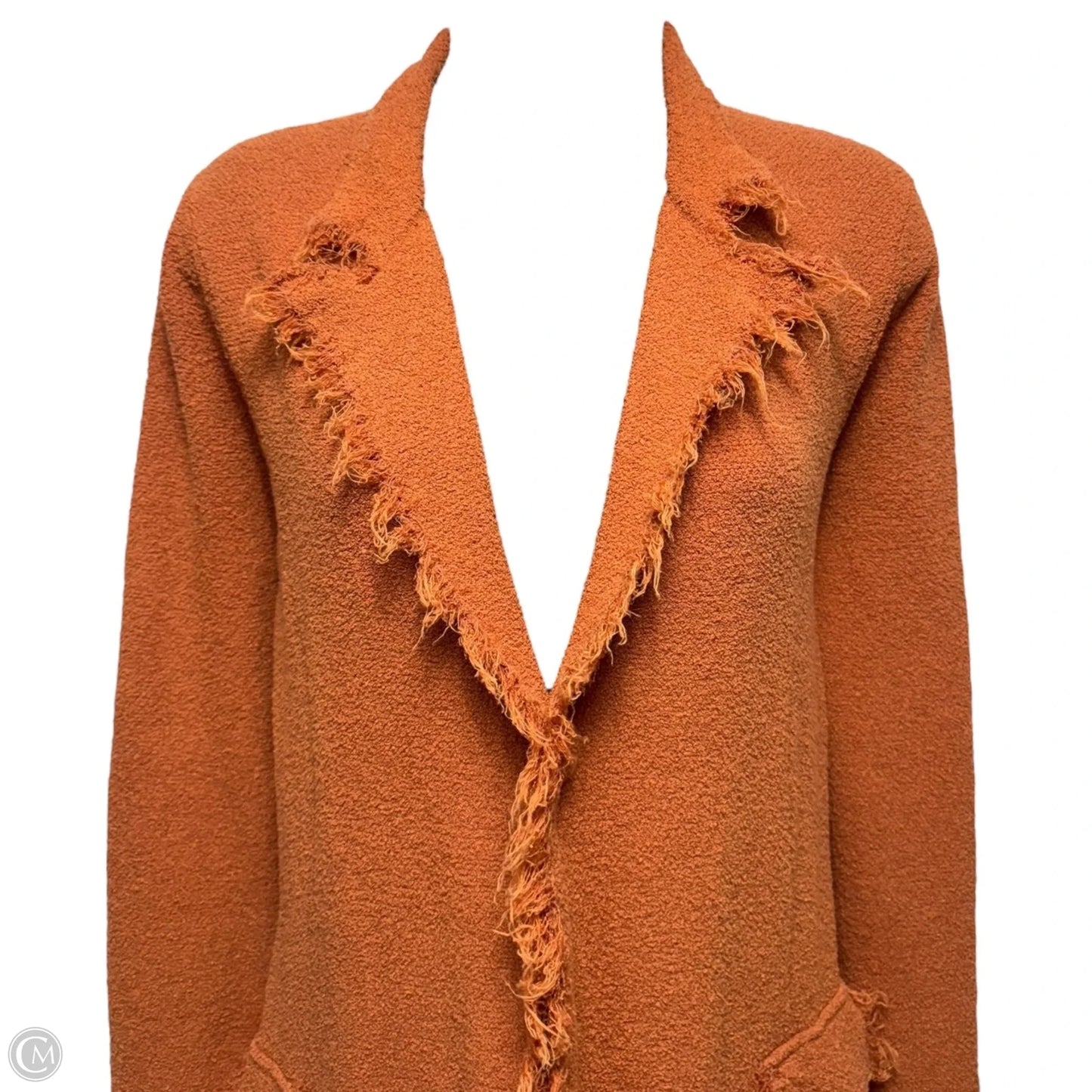Fringe Trim Cardigan Sweater Duster By Roberto Collina In Orange, Size: S