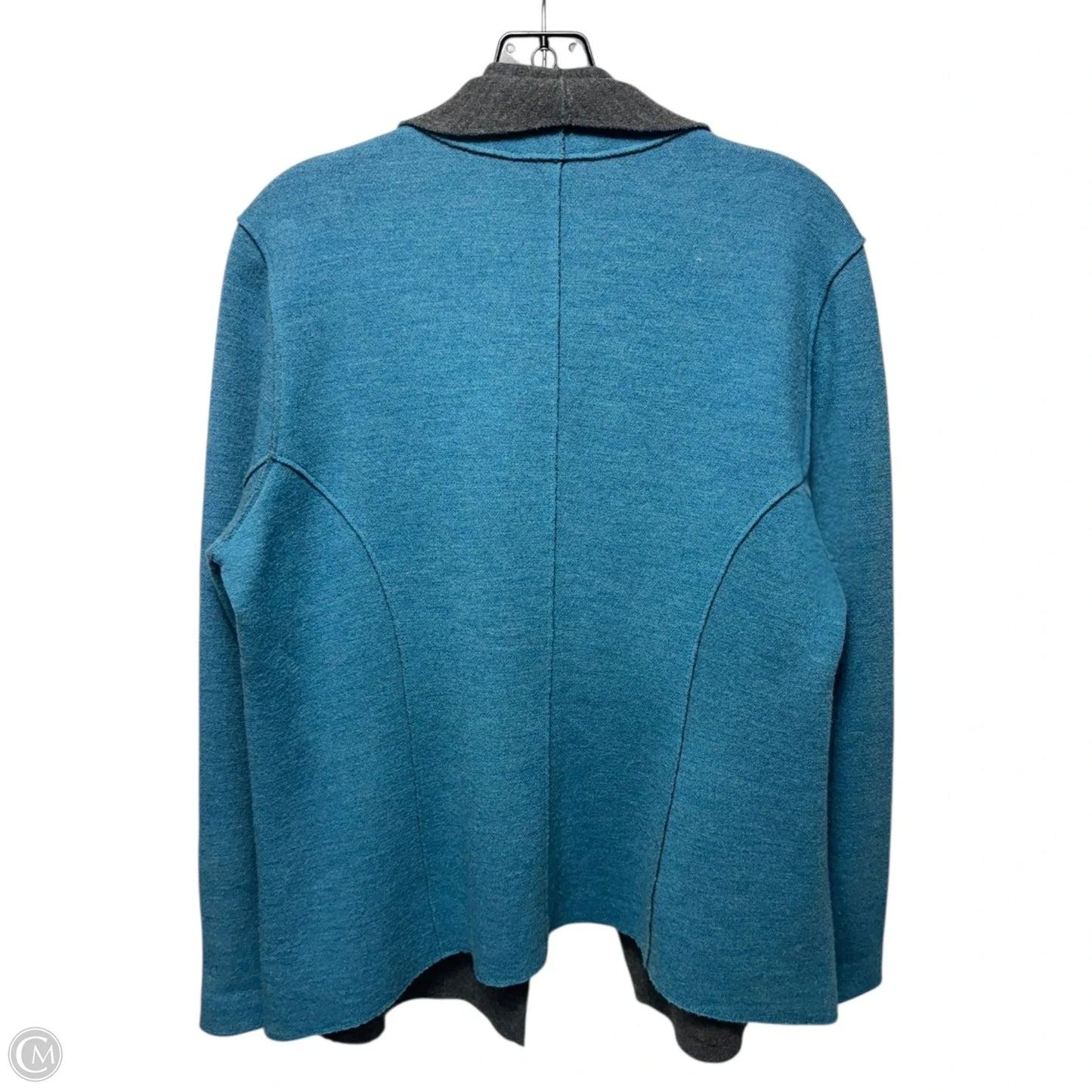 Wool Sweater Cardigan By Eileen Fisher In Blue, Size: M