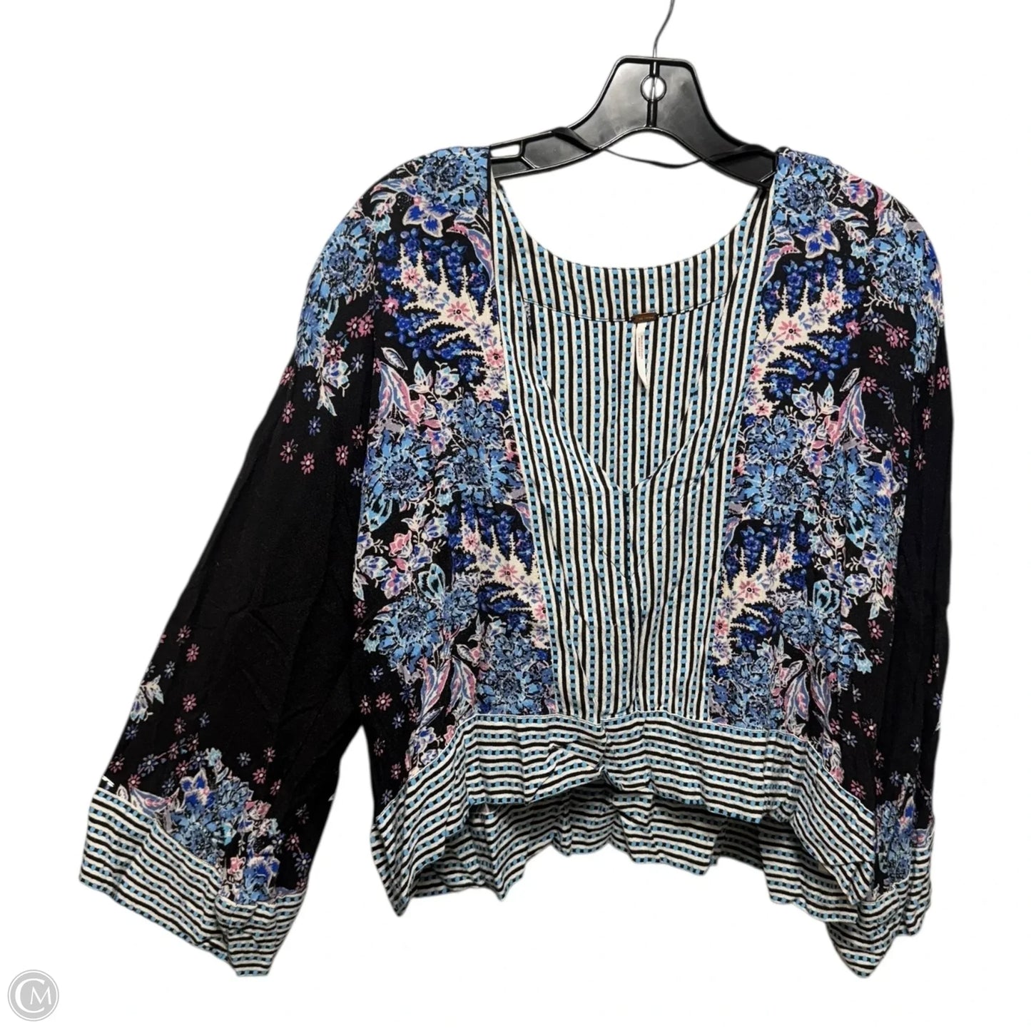 Top Long Sleeve By Free People In Blue & Pink, Size: L