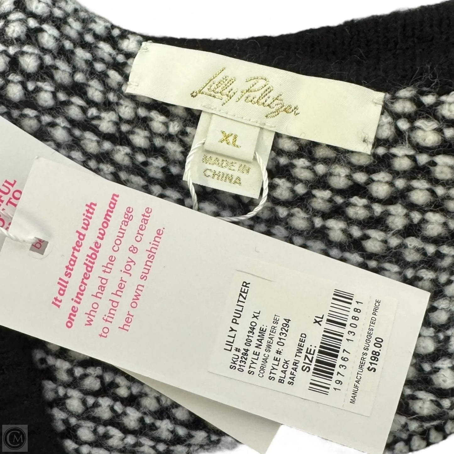 Cormac Cardigan Sweater Designer By Lilly Pulitzer In Black & White, Size: XL