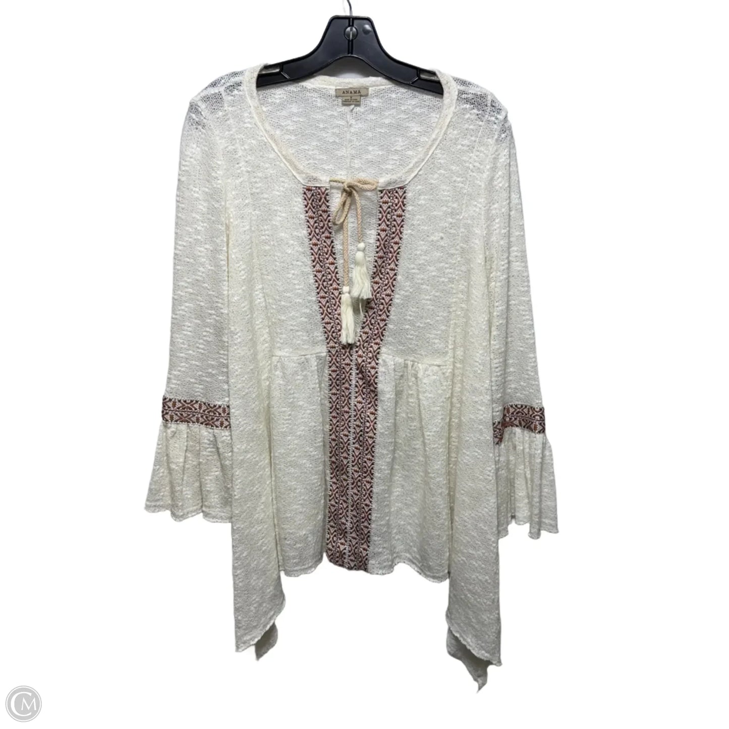 Top Long Sleeve By Anamá In Cream, Size: S