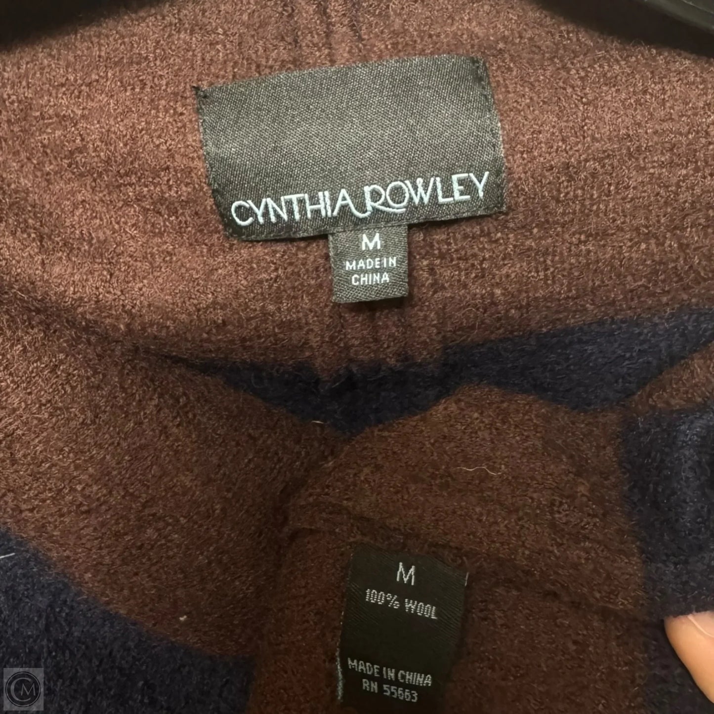 Wool Jacket By Cynthia Rowley In Blue & Brown, Size: M
