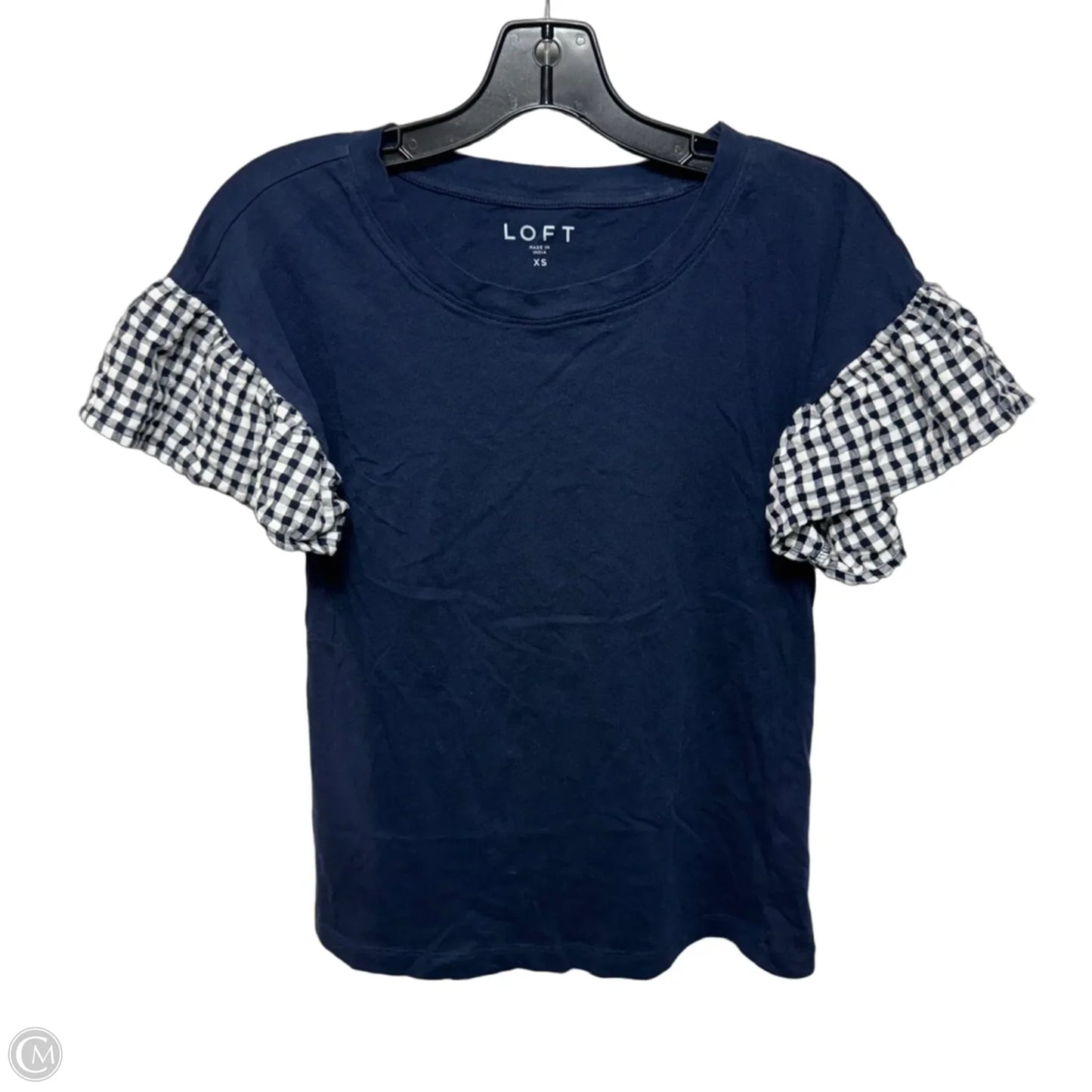Top Short Sleeve By Loft In Blue & White, Size: XS