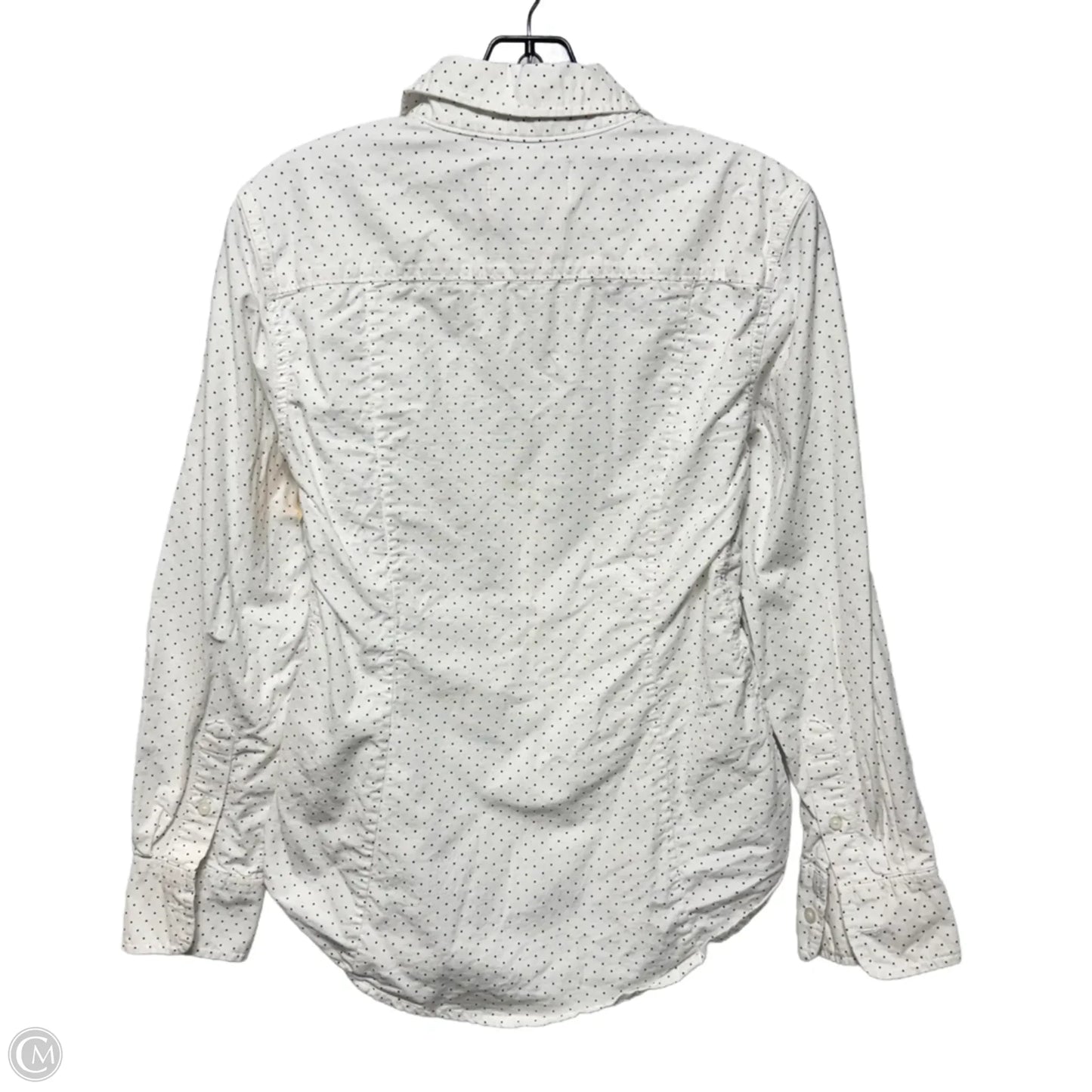 Ruched Waist Collared Top Long Sleeve By Current Elliott In Polkadot Pattern, Size: 0