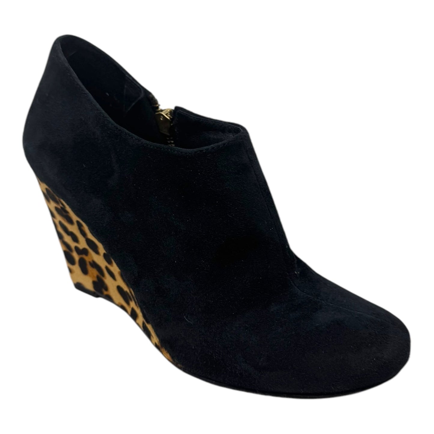 Kemper Leopard Wedge Suede Boots By Vince Camuto In Black & Brown, Size: 6.5 B