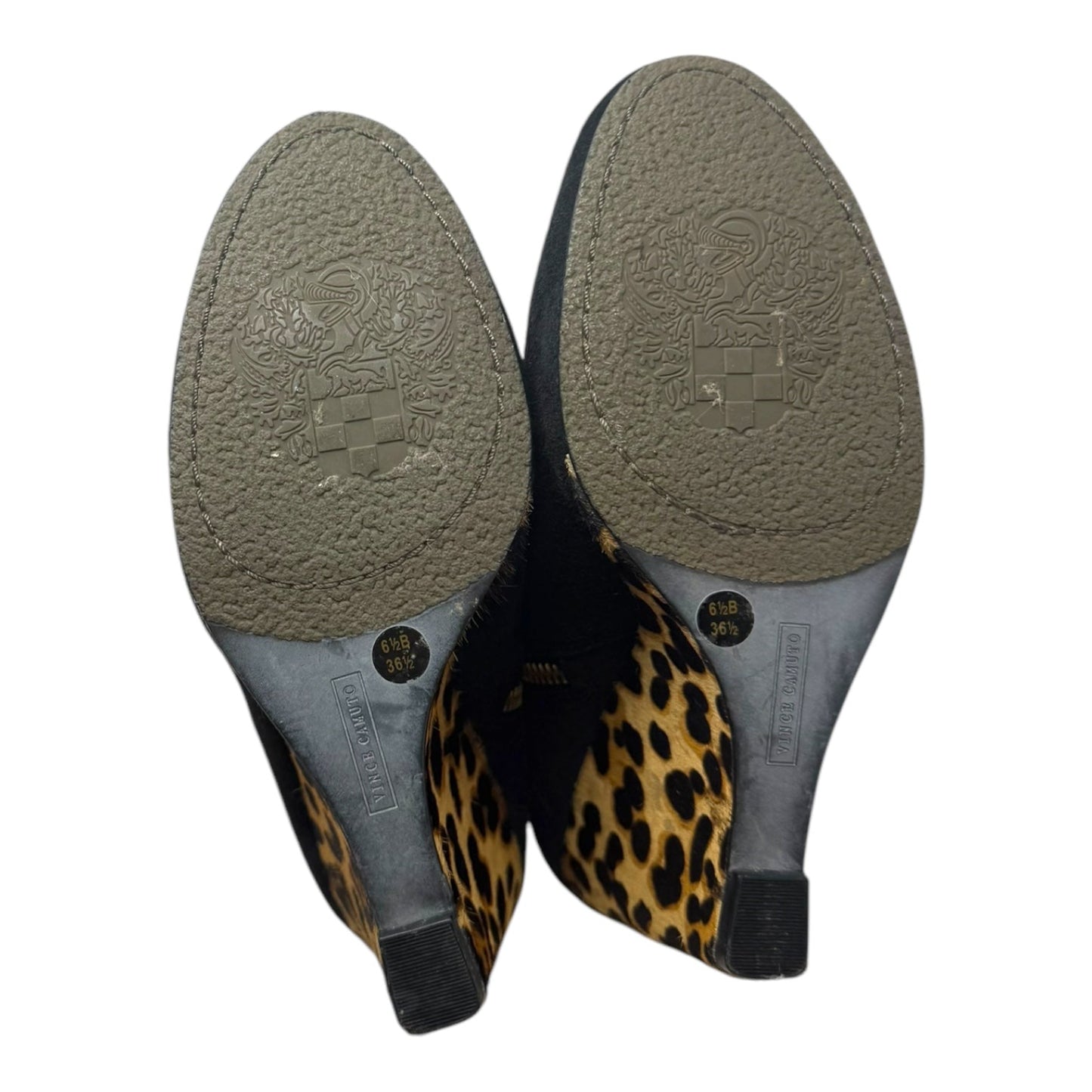 Kemper Leopard Wedge Suede Boots By Vince Camuto In Black & Brown, Size: 6.5 B