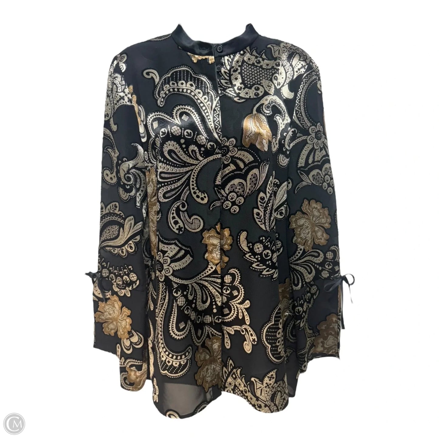Nicolette Paisley Burnout Top Long Sleeve Designer By Lafayette 148 In Paisley Print, Size: S