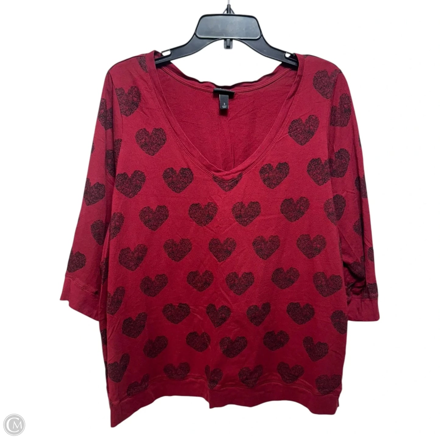 Rose Heart Top 3/4 Sleeve By Torrid In Red, Size: 3x