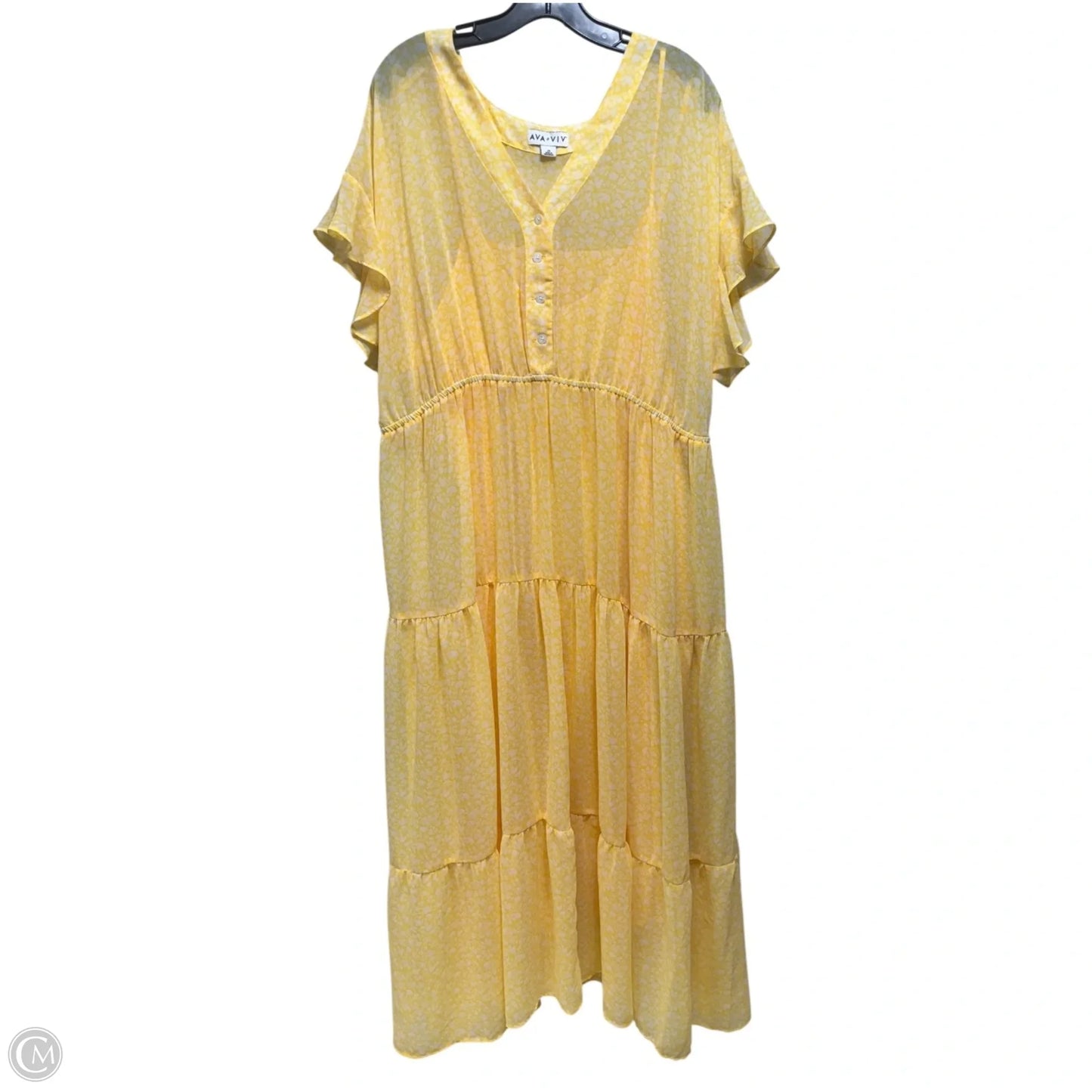 Dress Casual Maxi By Ava & Viv In Yellow, Size: 2x