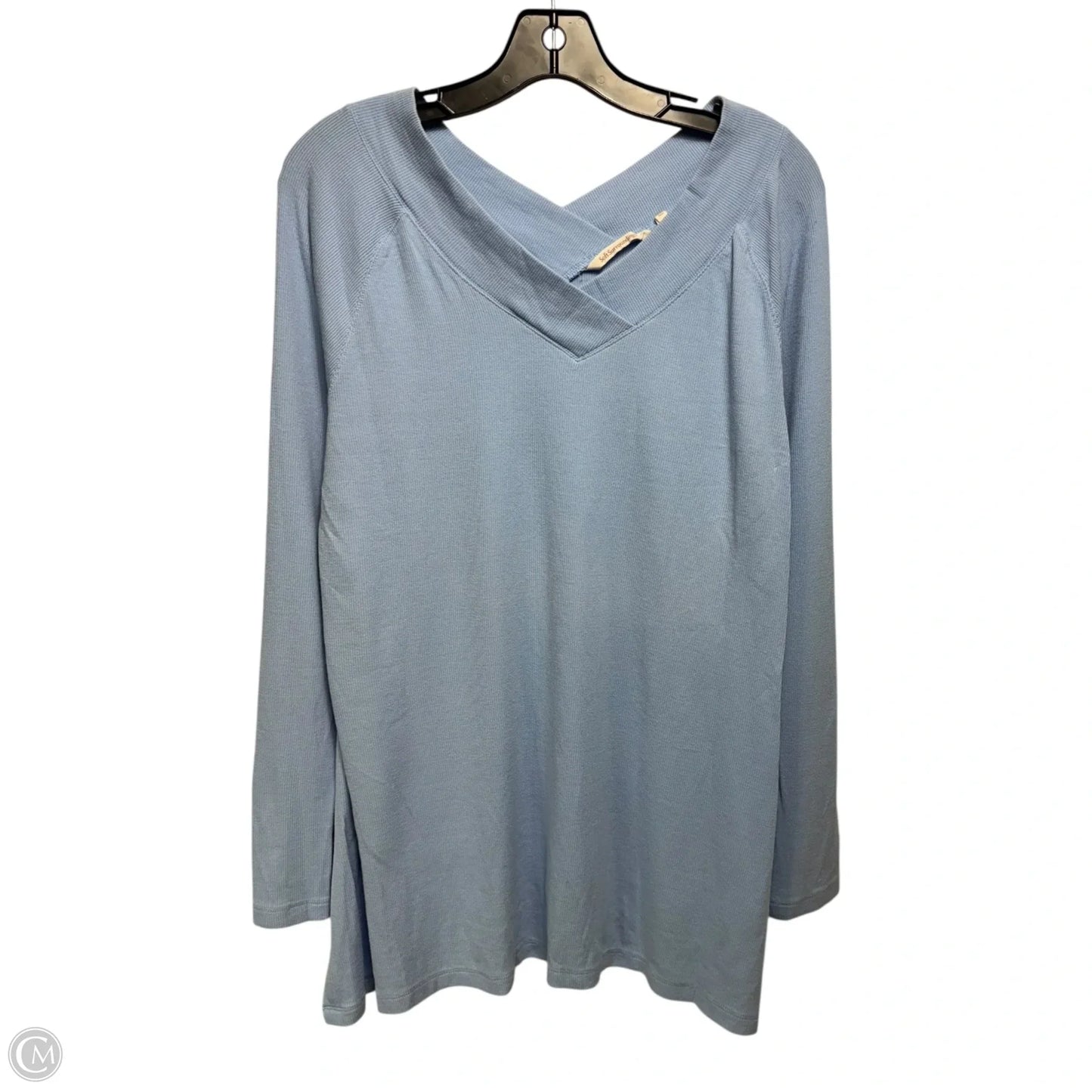 Ribbed Top Long Sleeve By Soft Surroundings In Blue, Size: L