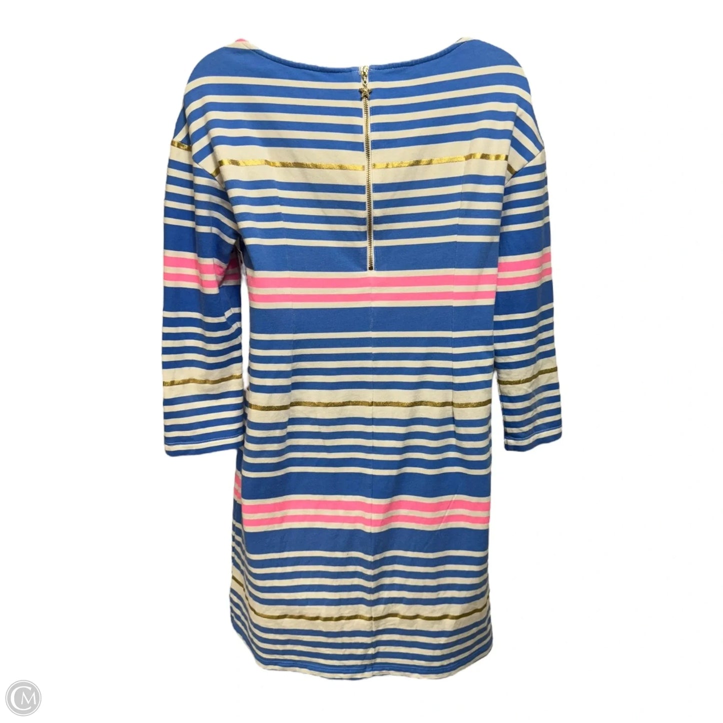 Lena Dress Designer By Lilly Pulitzer In Lapis Blue Tiki Stripe Size: S