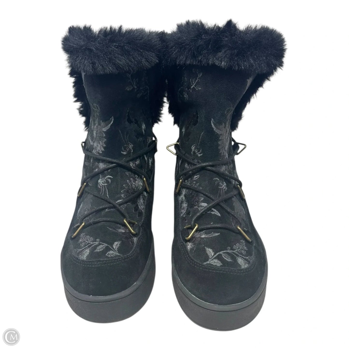 Freja Fur Liner Moon Boots Ankle Flats By Johnny Was In Black, Size: 8