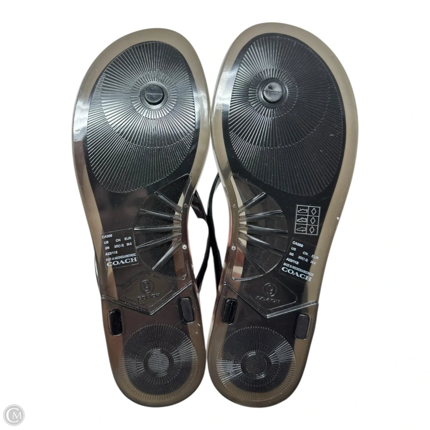 Nisa Jelly Flip Flop Sandals Designer By Coach In Black, Size: 9