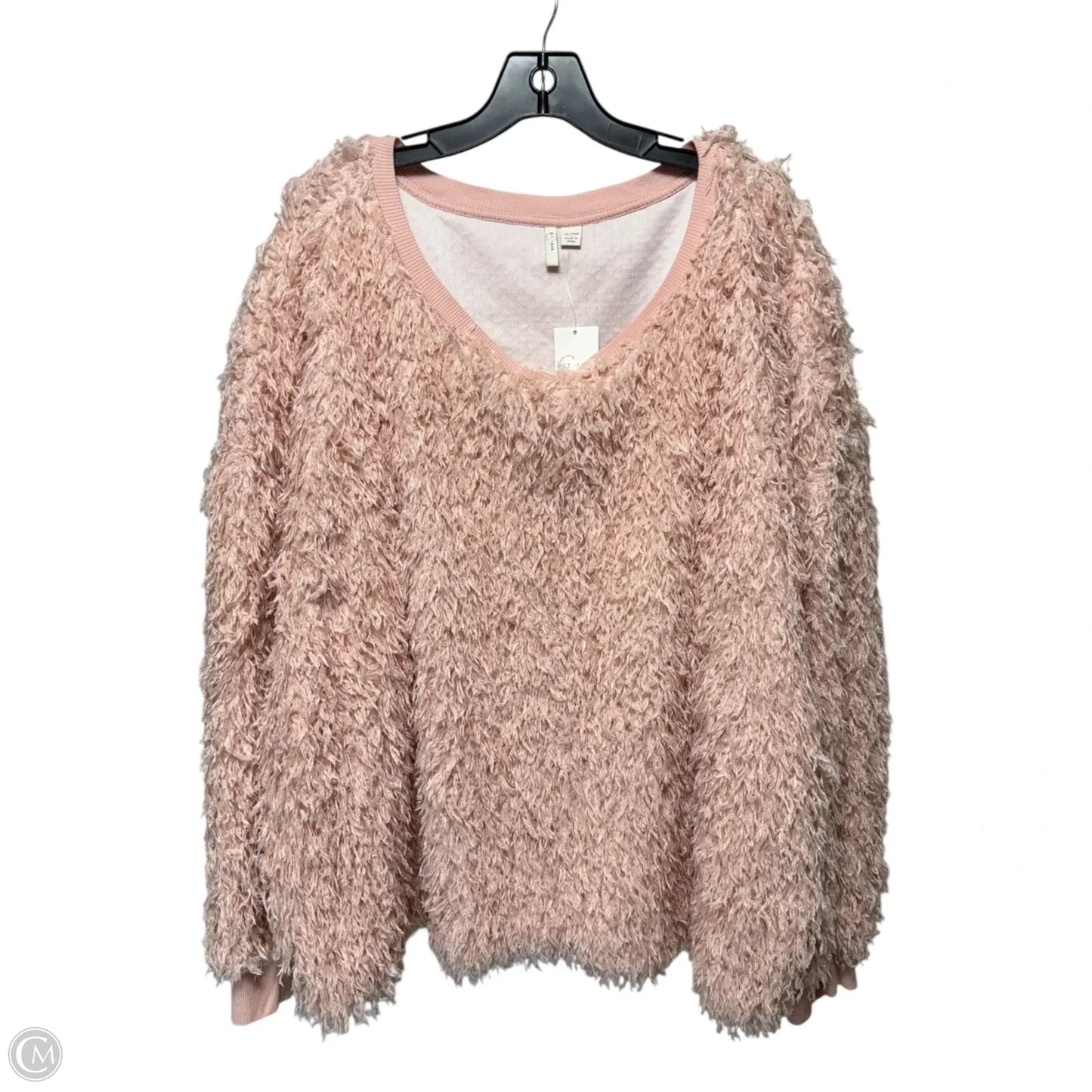 Faux Feather Sweater By Cato In Pink, Size: 26