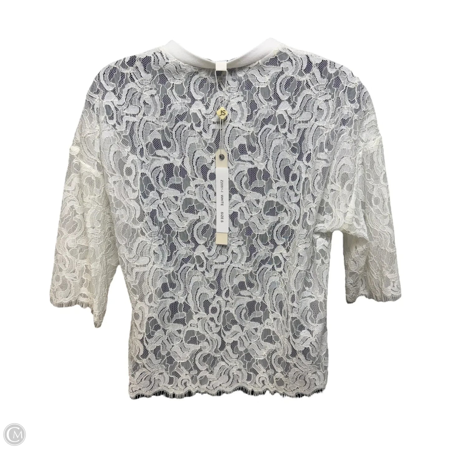 Lace Top Short Sleeve By Jonathan Simkhai In Cream, Size: S