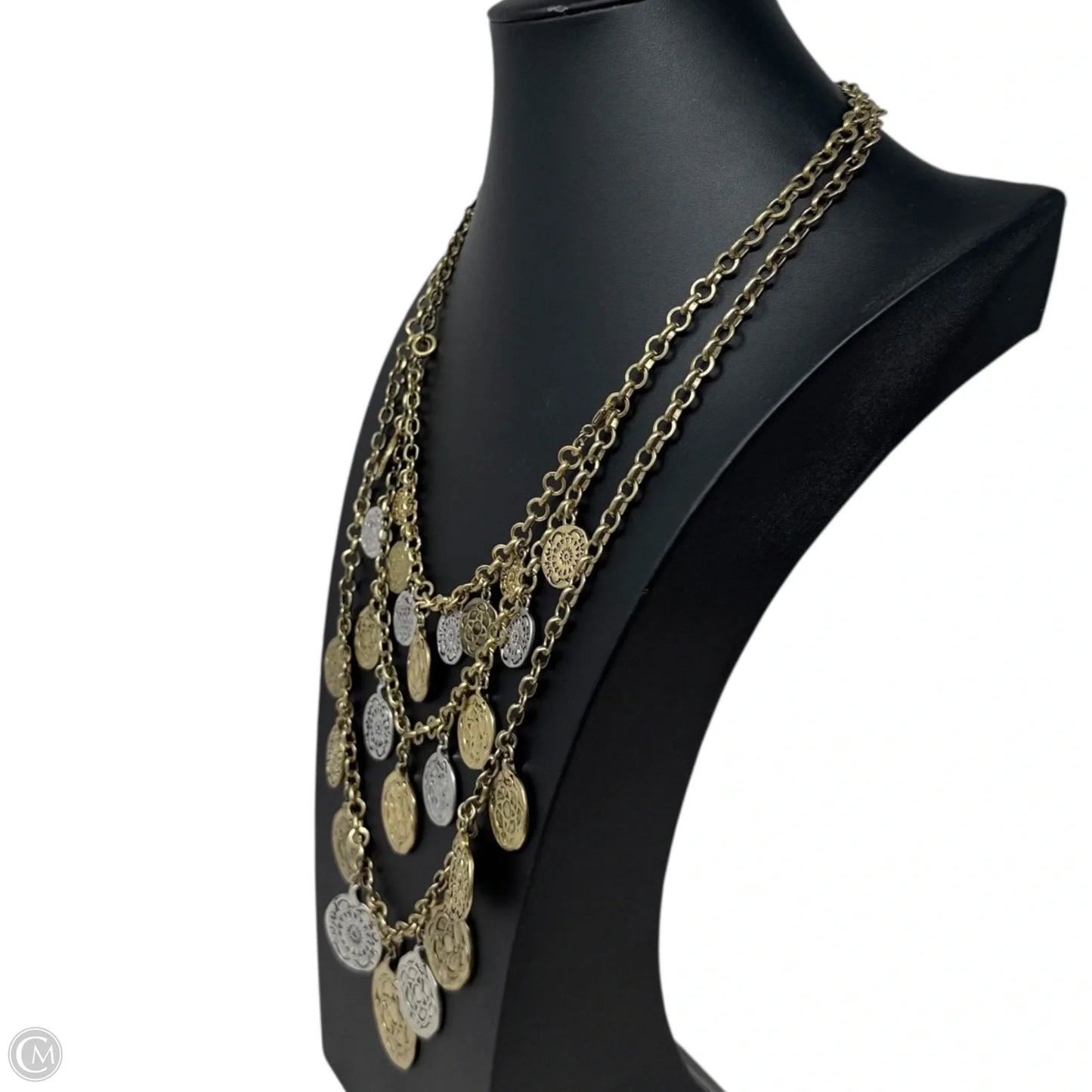 Gold & Silver Tone Coin Charm Convertible Three Section Necklace & Bracelet Set By Cabi