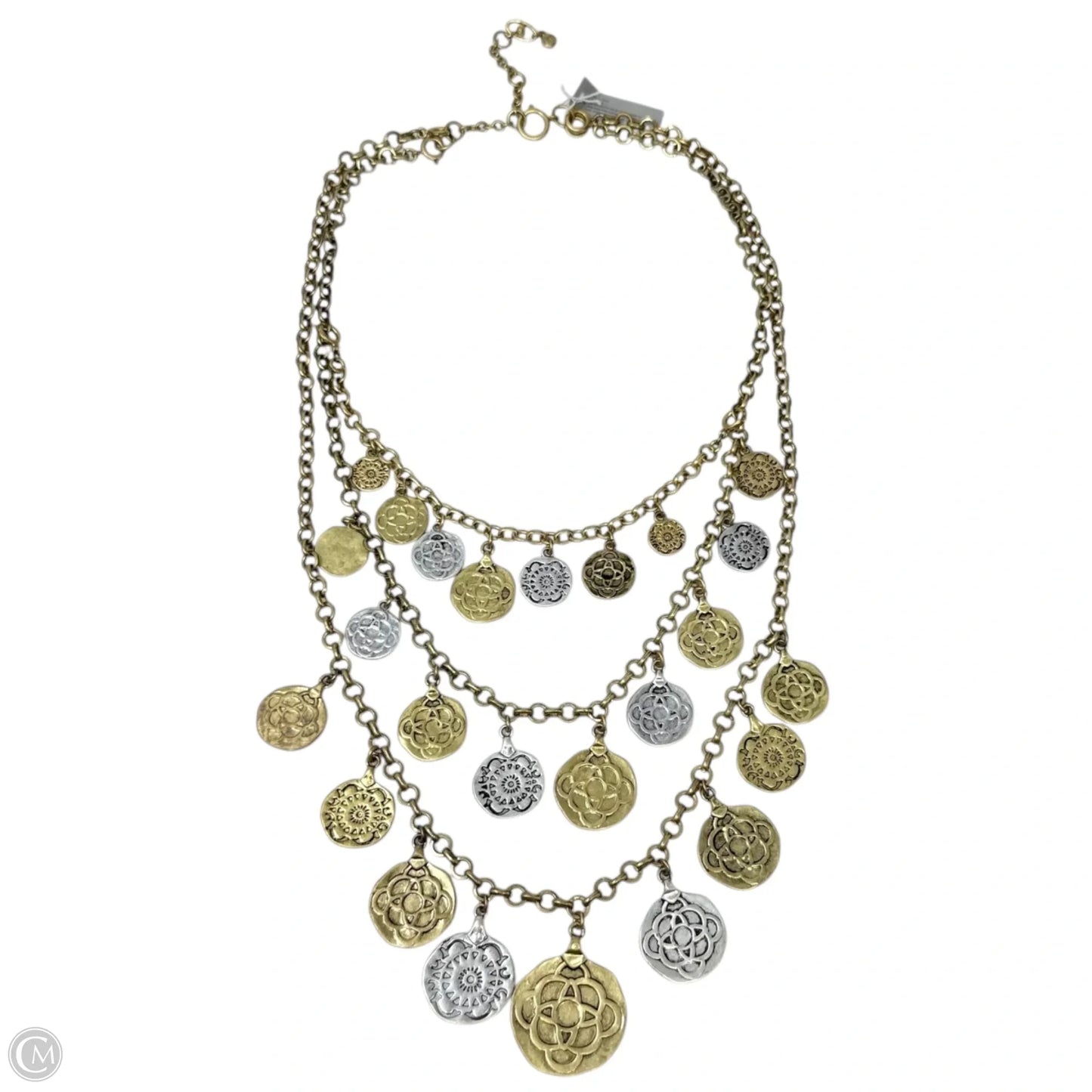 Gold & Silver Tone Coin Charm Convertible Three Section Necklace & Bracelet Set By Cabi