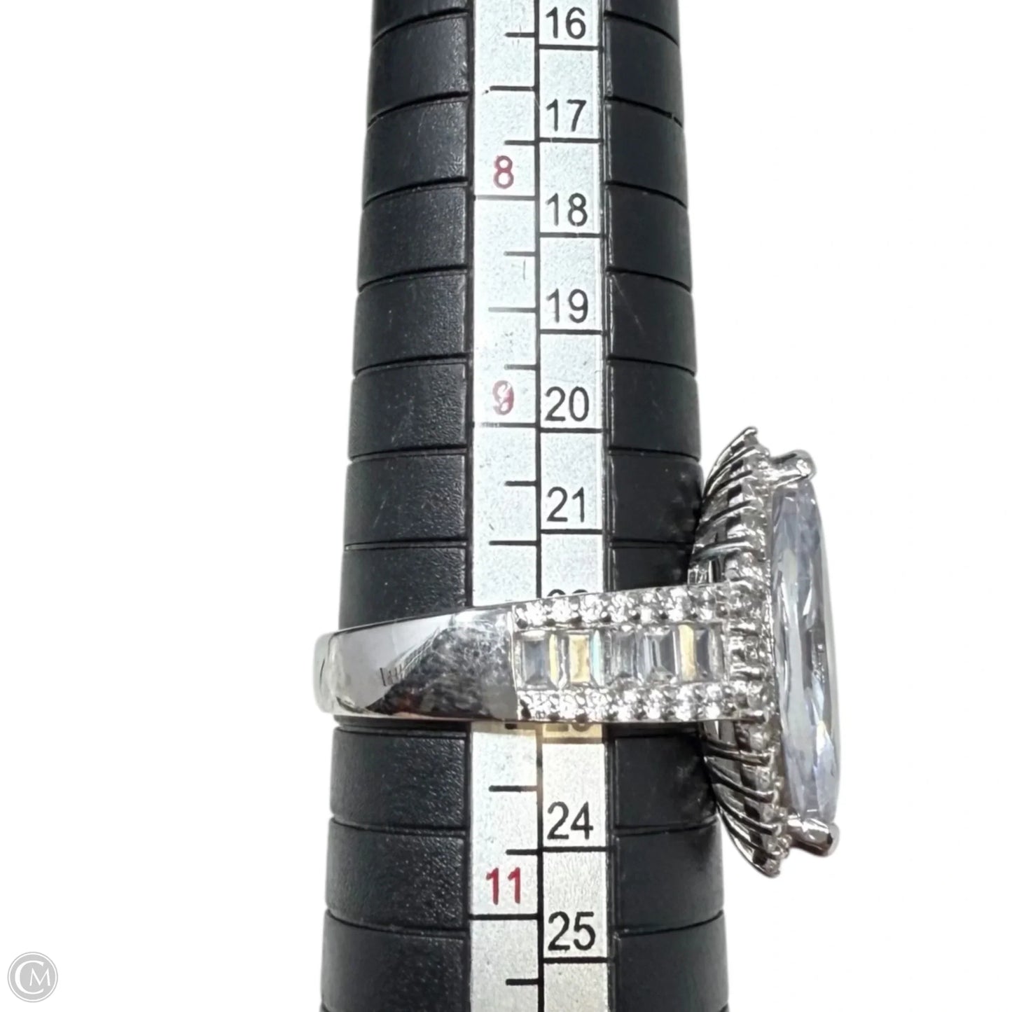 Sterling Silver Halo Baguette And Marquise CZ Ring By Clothes Mentor, Size: 9