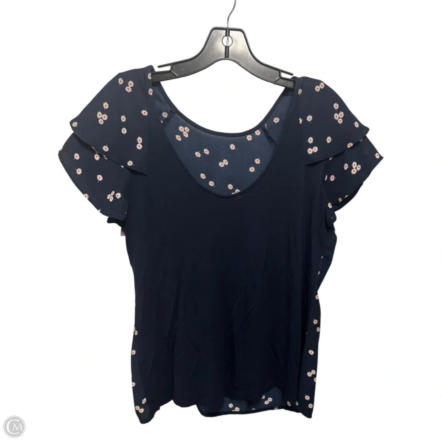 Top Short Sleeve By Ann Taylor In Navy, Size: M
