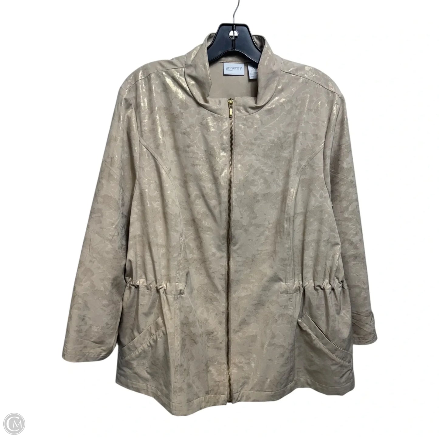Metallic Athletic Jacket By Zenergy By Chicos In Beige, Size: Xl
