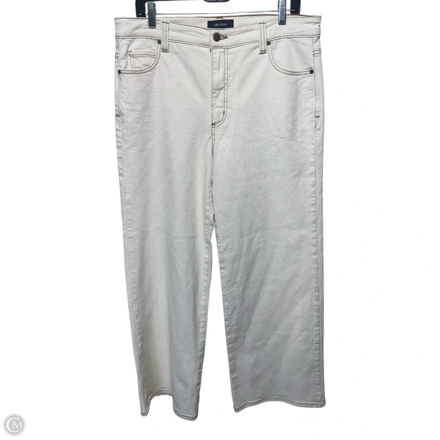 Tropical Sun Wide Leg Jeans By Karen Kane In Cream, Size: 14
