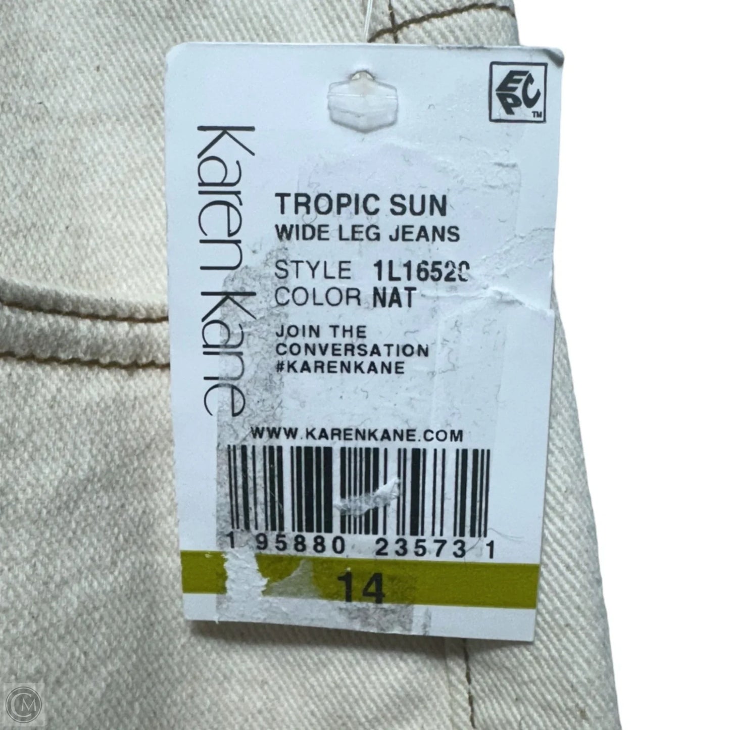 Tropical Sun Wide Leg Jeans By Karen Kane In Cream, Size: 14