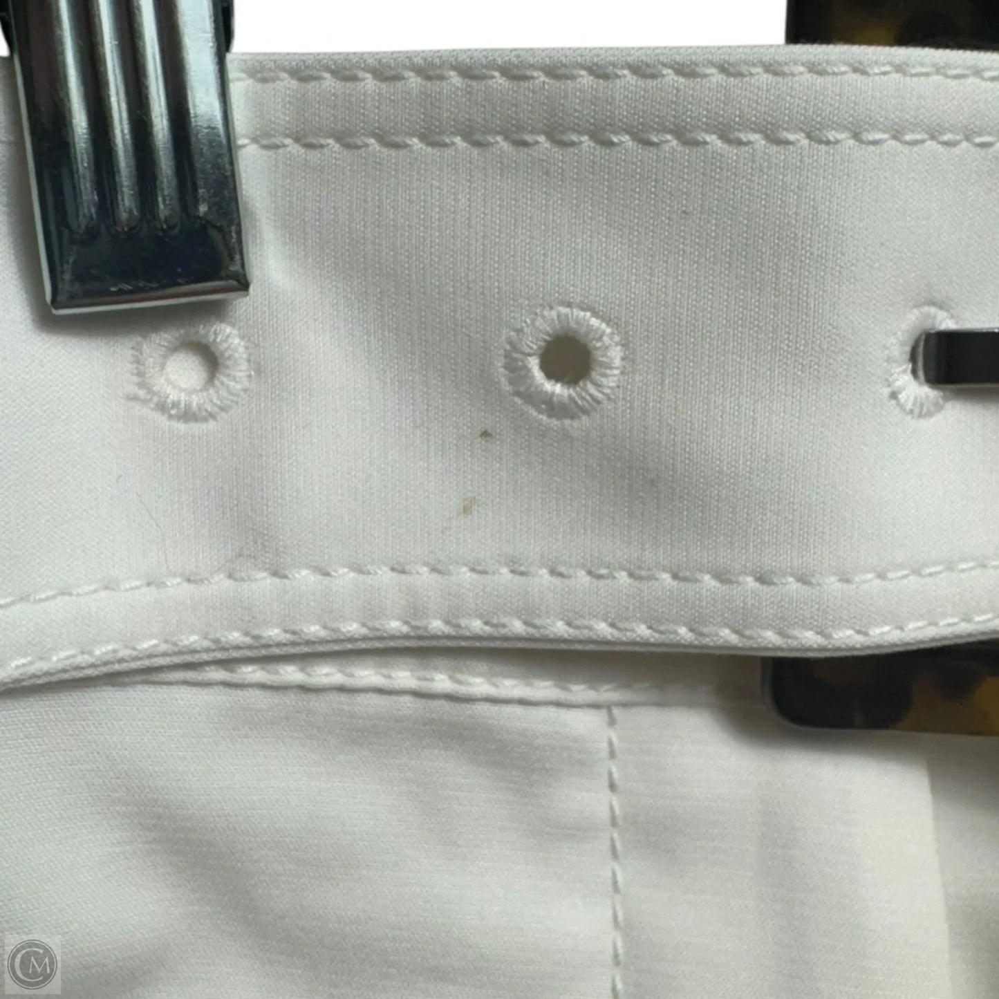 Tortoiseshell Belt Wide Leg Pants Designer By Lafayette 148 In White, Size: 14