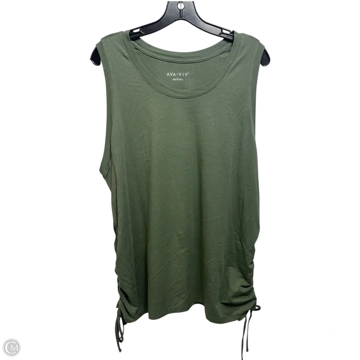Drawstring Top Sleeveless By Ava & Viv In Green, Size: 2x