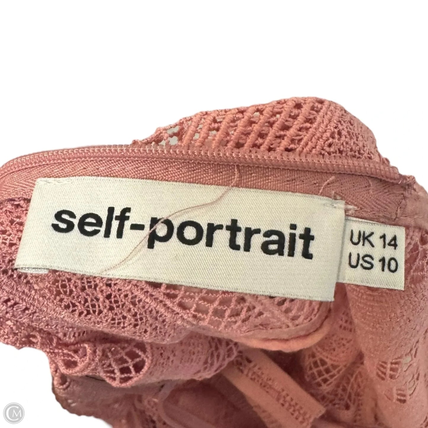 Ruffle Stripe And Grid Guipure Lace Top By Self Portrait In Peach, Size: 10