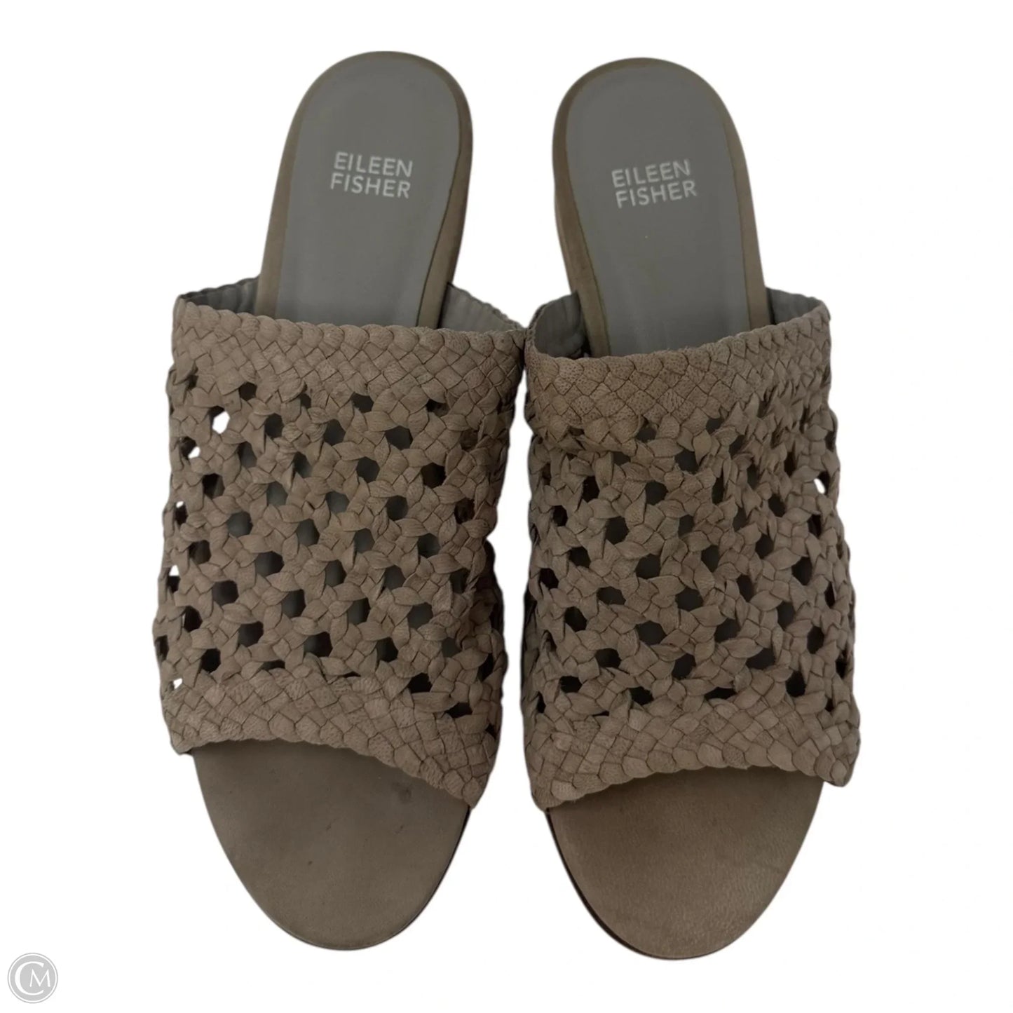 Aloe Woven Leather Slide Sandals By Eileen Fisher In Taupe, Size: 8