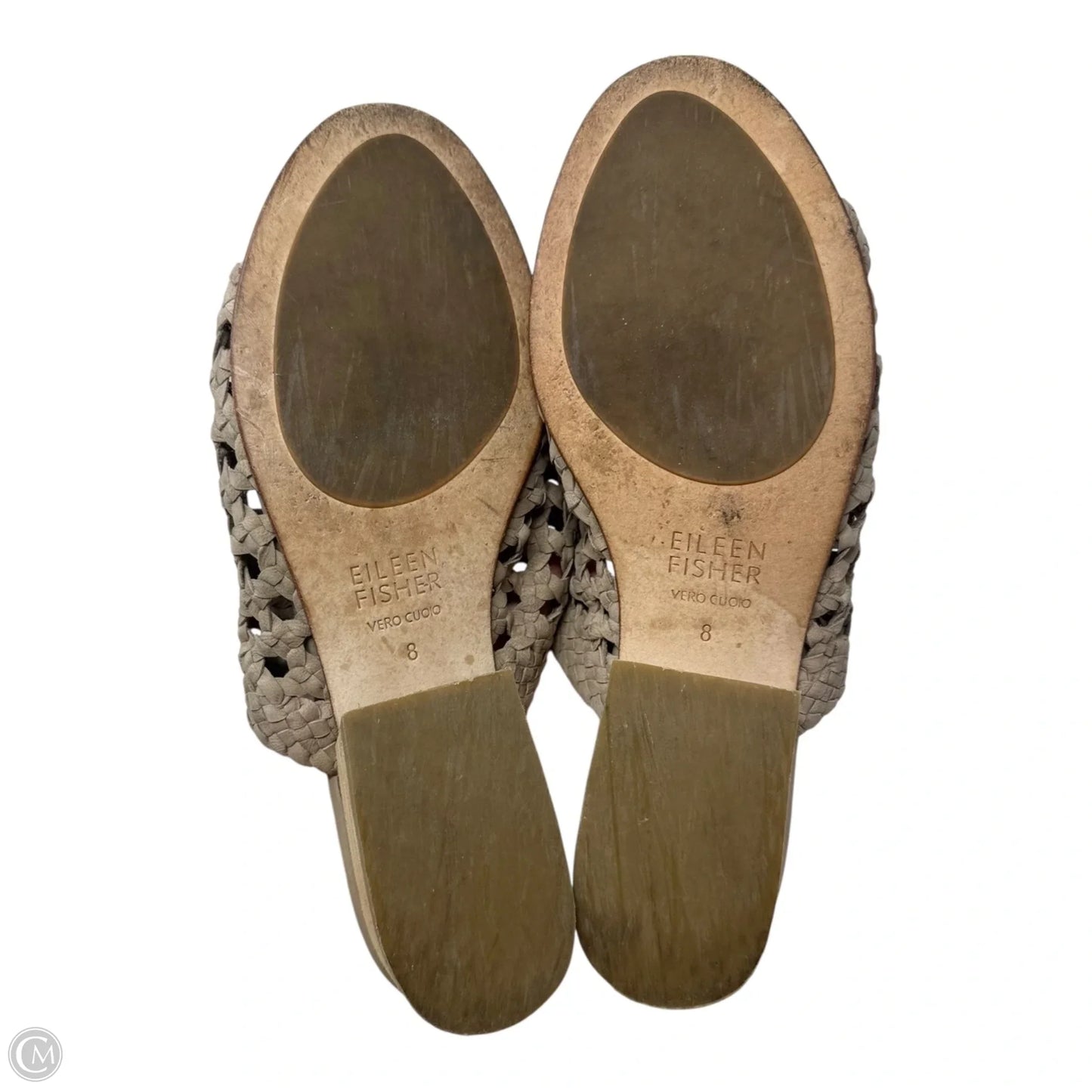 Aloe Woven Leather Slide Sandals By Eileen Fisher In Taupe, Size: 8