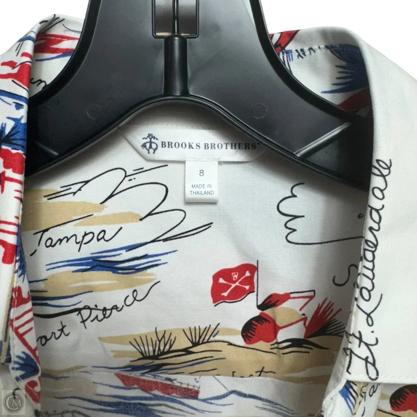 All Over Florida Print Sleeveless Shirt Dress By Brooks Brothers In Nautical Print, Size: 8