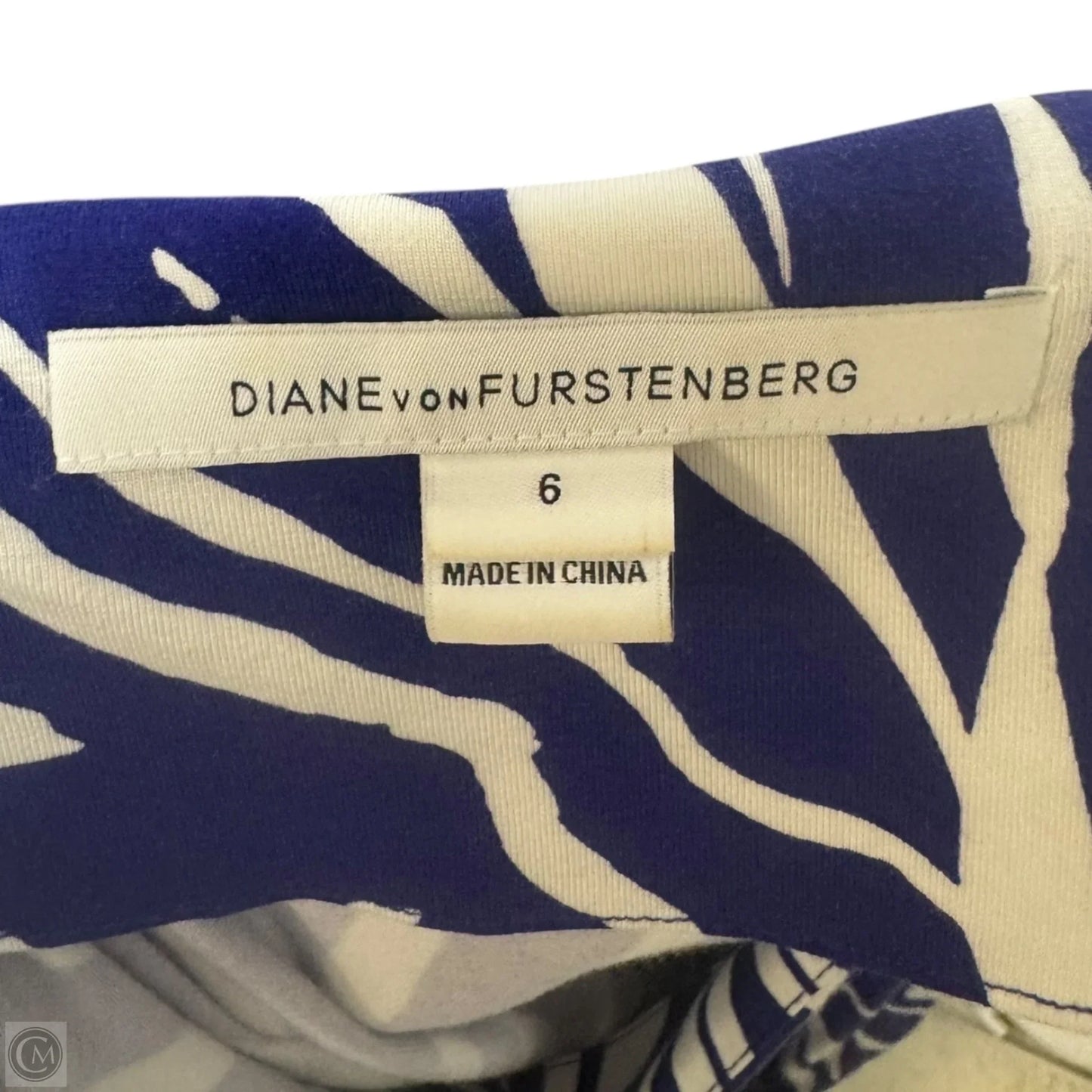 Zoe Dress Designer By Diane Von Furstenberg In Blue & White Zebra Print, Size: 6