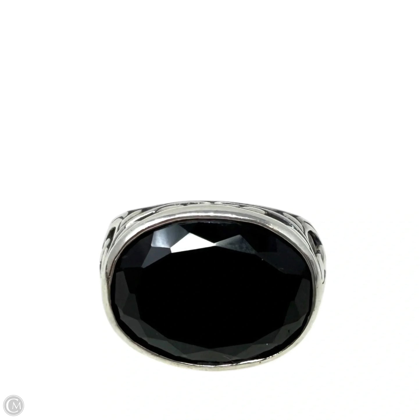 Sterling Silver Onyx Chalcedony Smoky Swirl Filigree Ring By Silpada, Size: 8